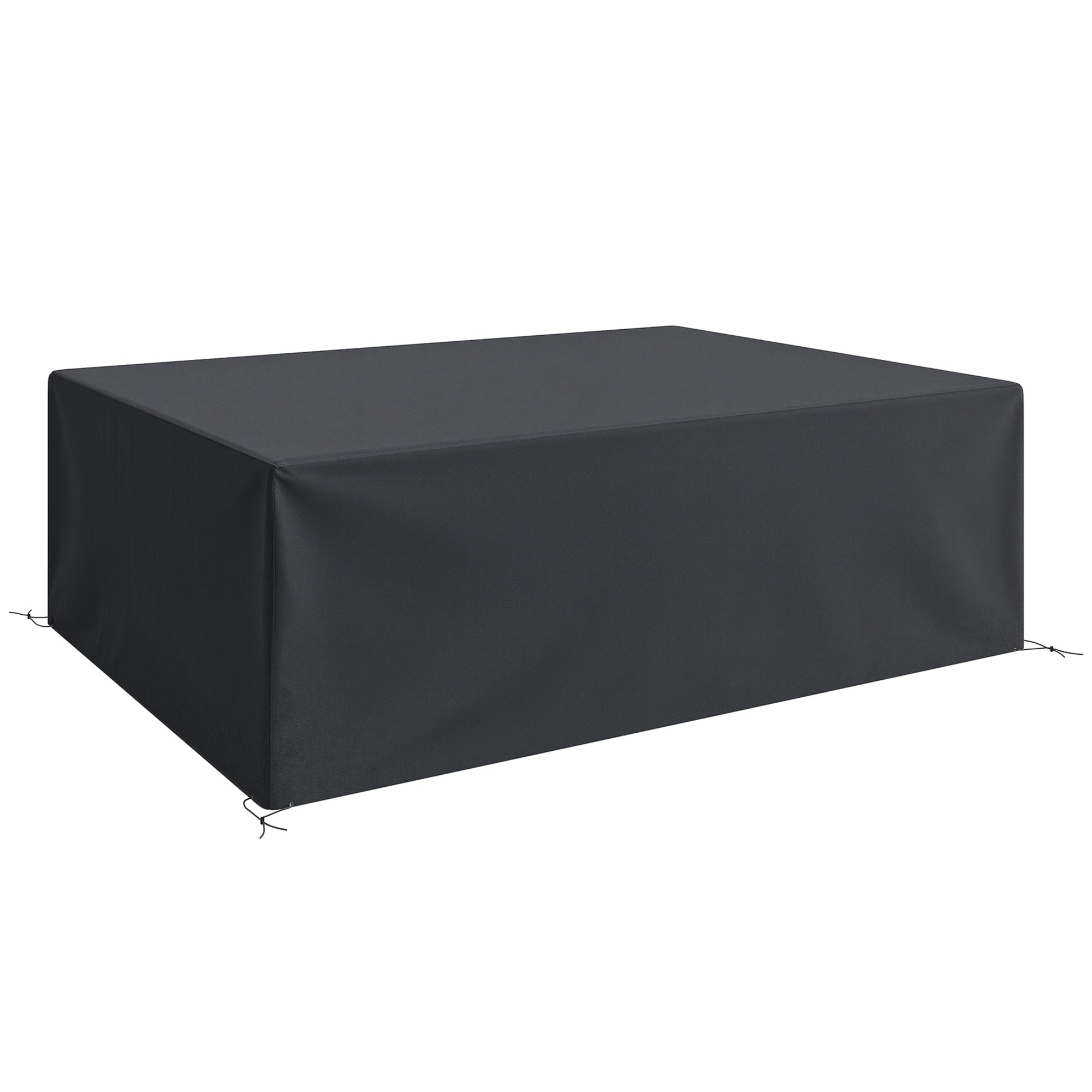 600D Oxford Waterproof Outdoor Sofa Set Cover with Pull Cords - Black