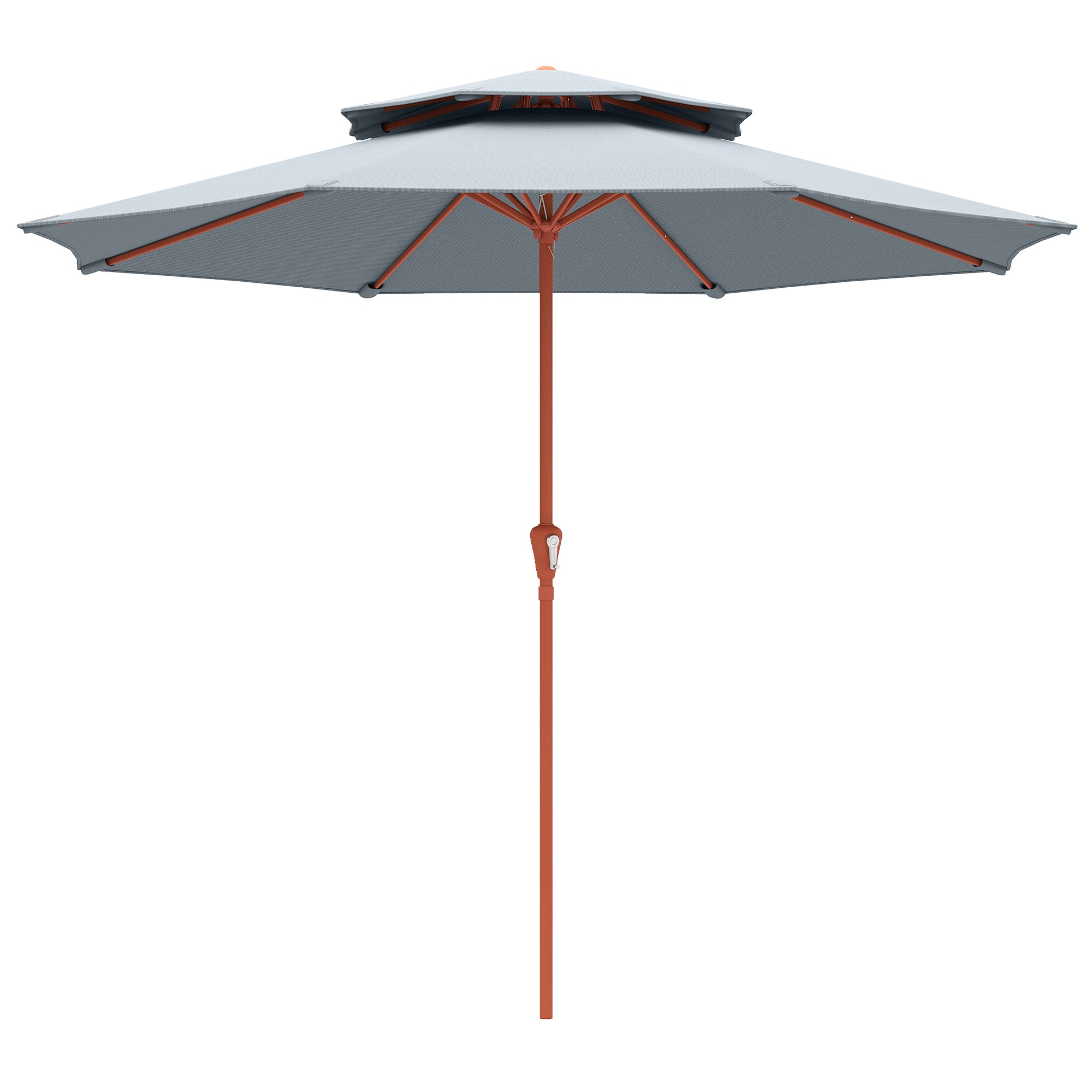 2.7 m Garden Parasol with Double Top Outdoor Market Table Umbrella with Crank System, Light Grey