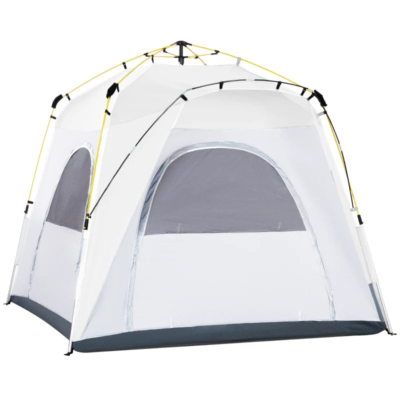 4 Person Automatic Pop Up Camping Tent with Welded Floor - Light Grey