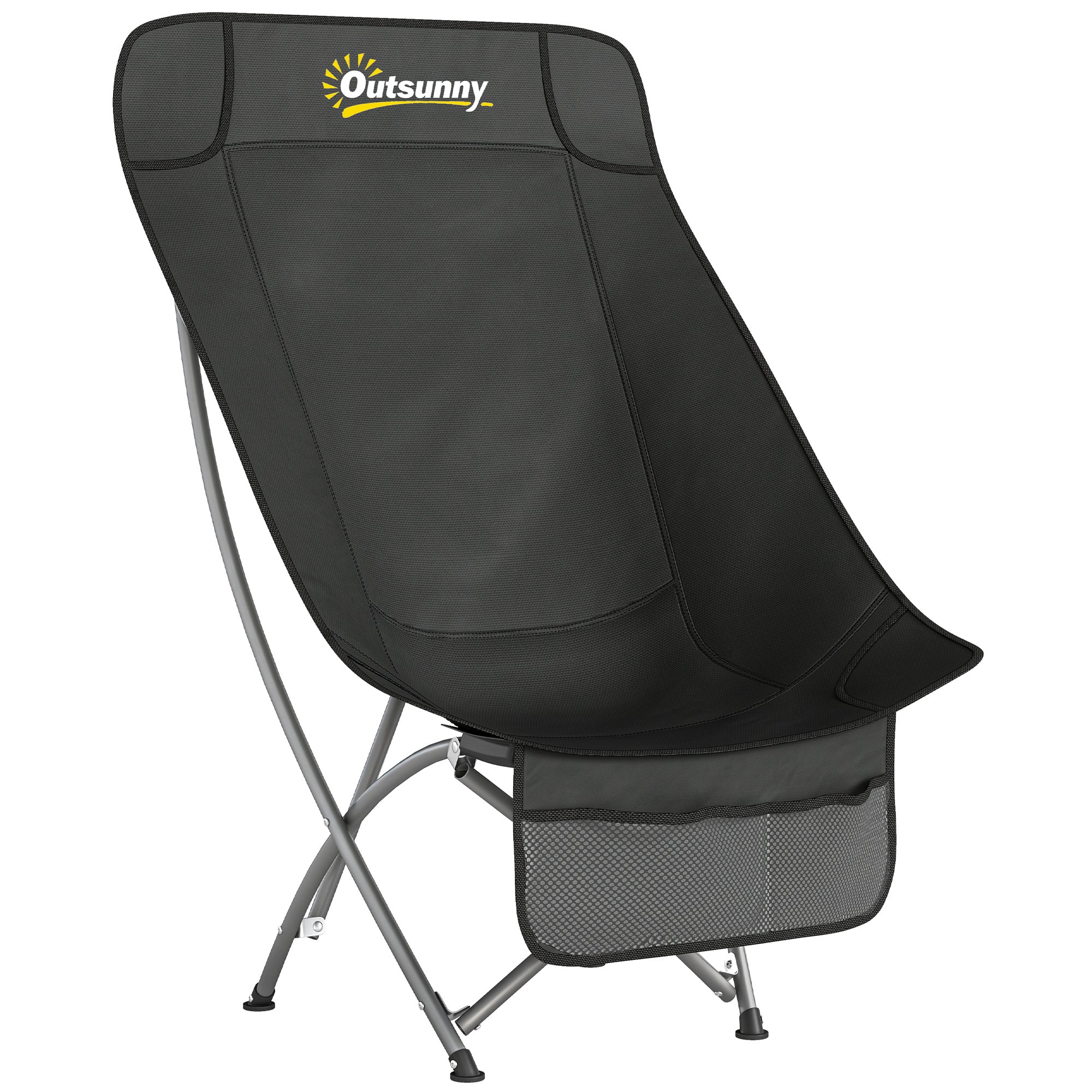 Camping Chair for Adults Heavy Duty Folding Camp Chair with Side Pocket and Carry Bag Black