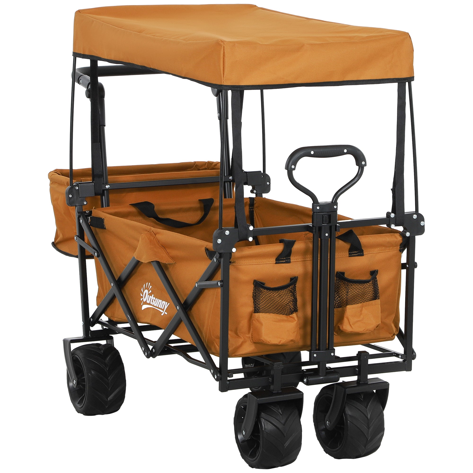 120L Folding Festival Trolley Cart with Removable Canopy - Orange