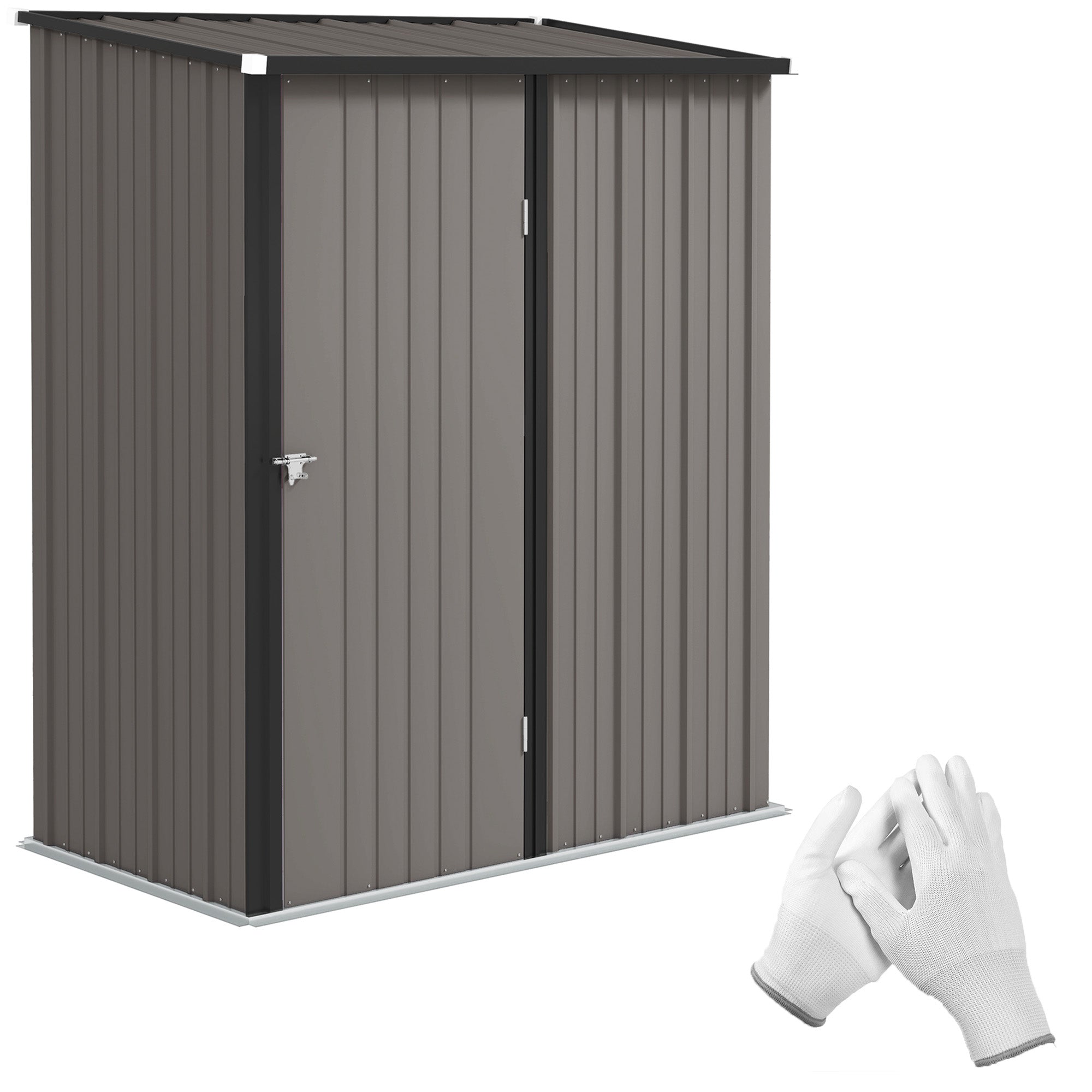 5.3 x 3.1ft Corrugated Steel Garden Storage Shed - Light Grey