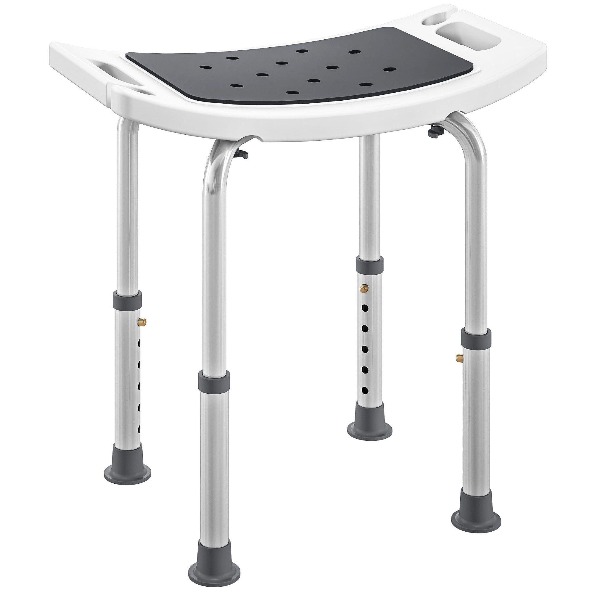 Shower Chair, Adjustable Height Shower Stool with Aluminium Frame and Non-Slip Feet, Bathtub Stool Seat with Padded Seat for Elderly Disabled Handicap, Grey