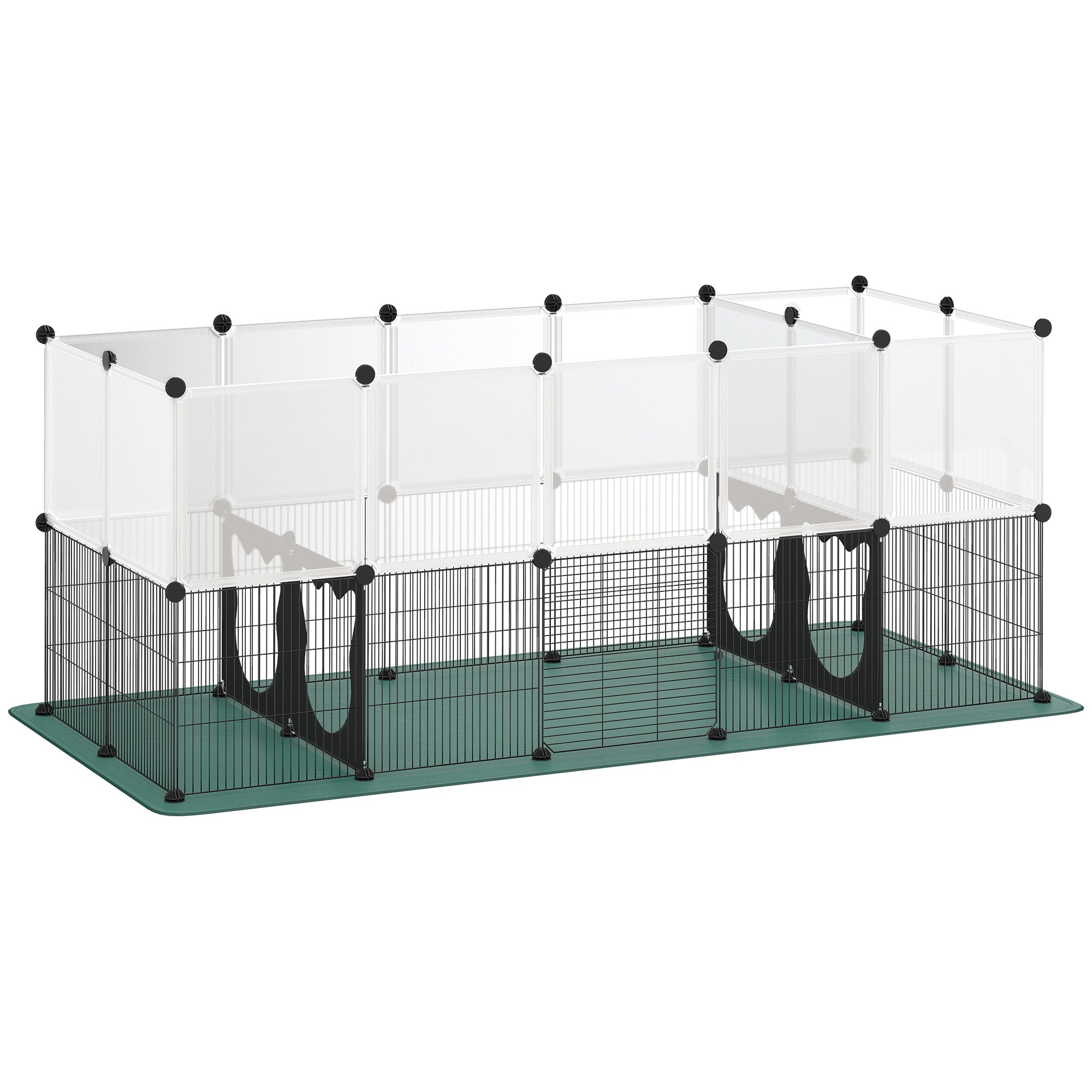 Pet Playpen with Waterproof Mat, DIY Small Animal Enclosure 34 Panels, Indoor/Outdoor Metal Pet Fence for Guinea Pigs