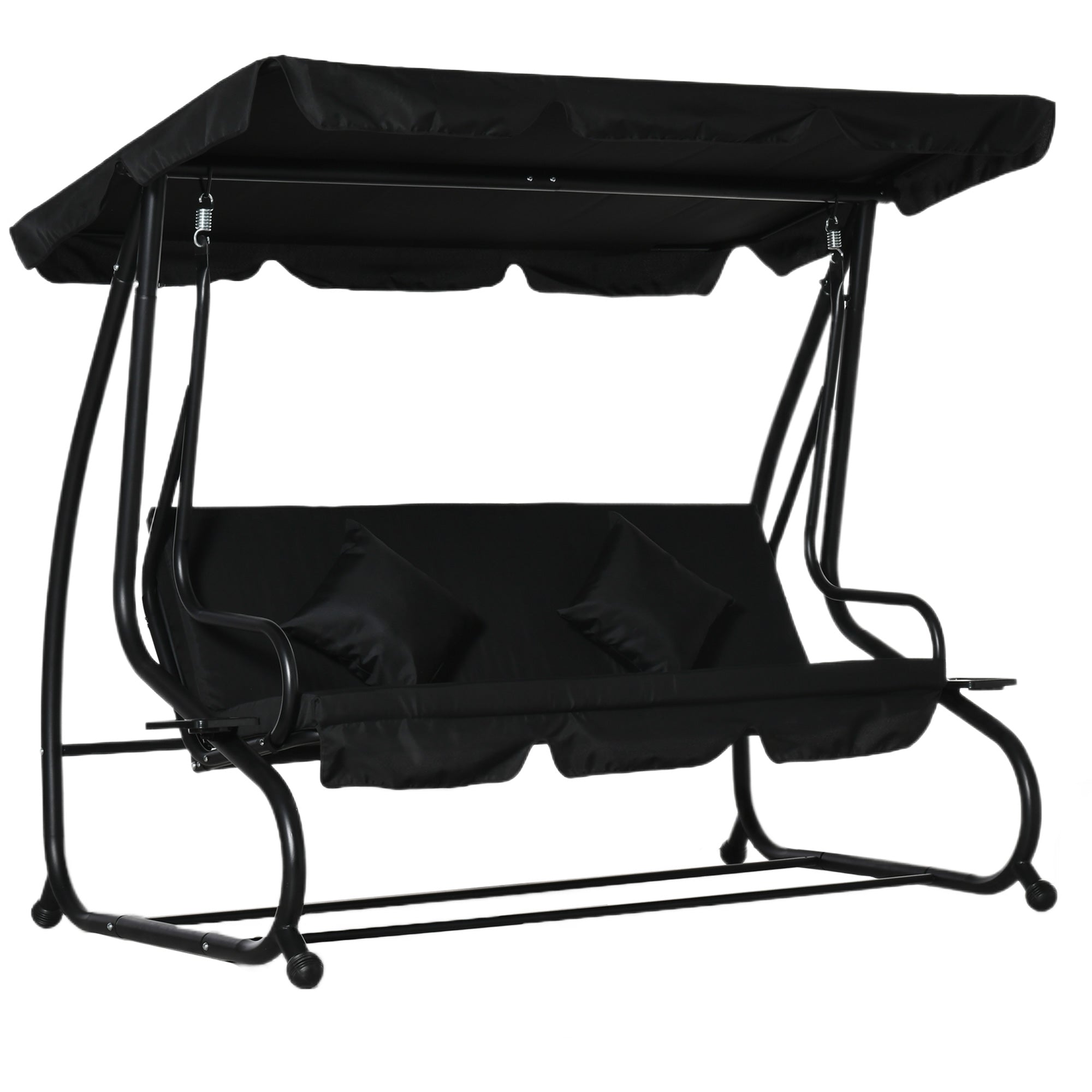 Three-Seater Garden Swing Bed - Black