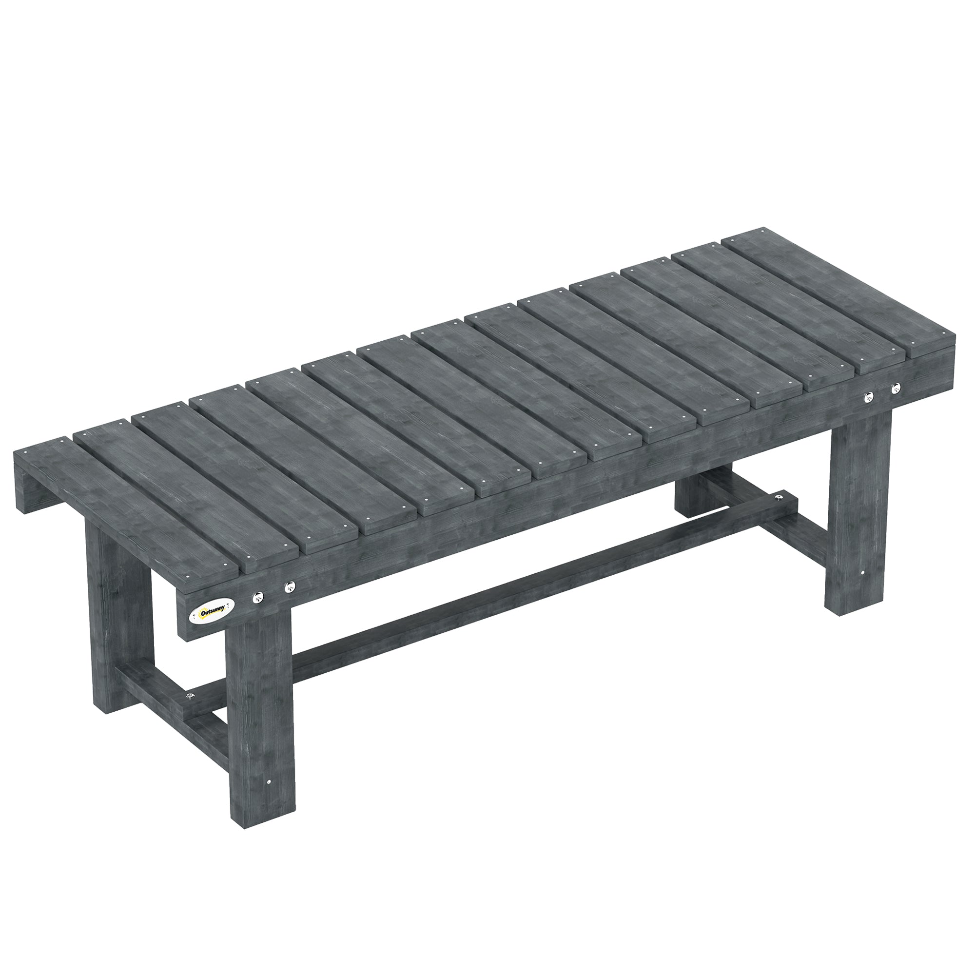 2-Seater Garden Wooden Bench with Slatted Seat - Grey