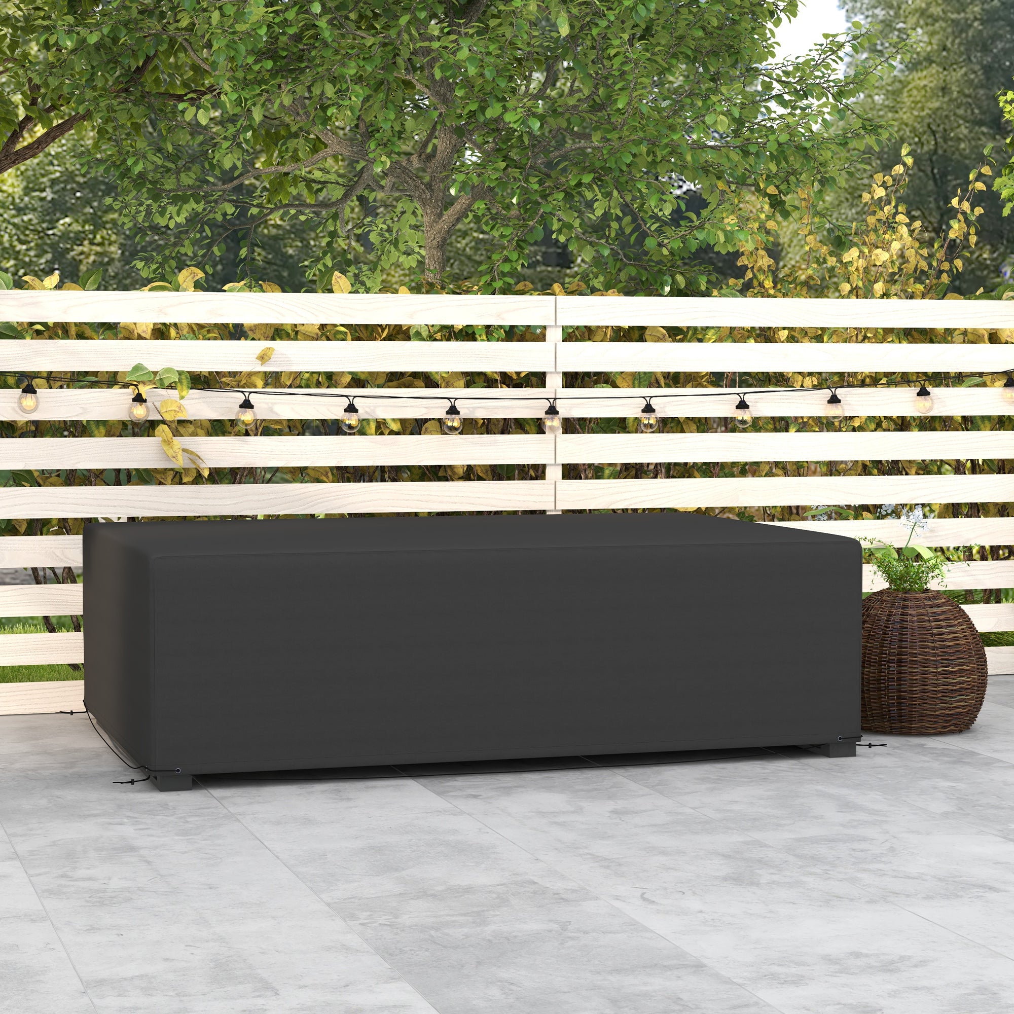 600D Oxford Waterproof Outdoor Garden Furniture Cover for Rectangular Sofa Table Set 245x165x66 cm - Black