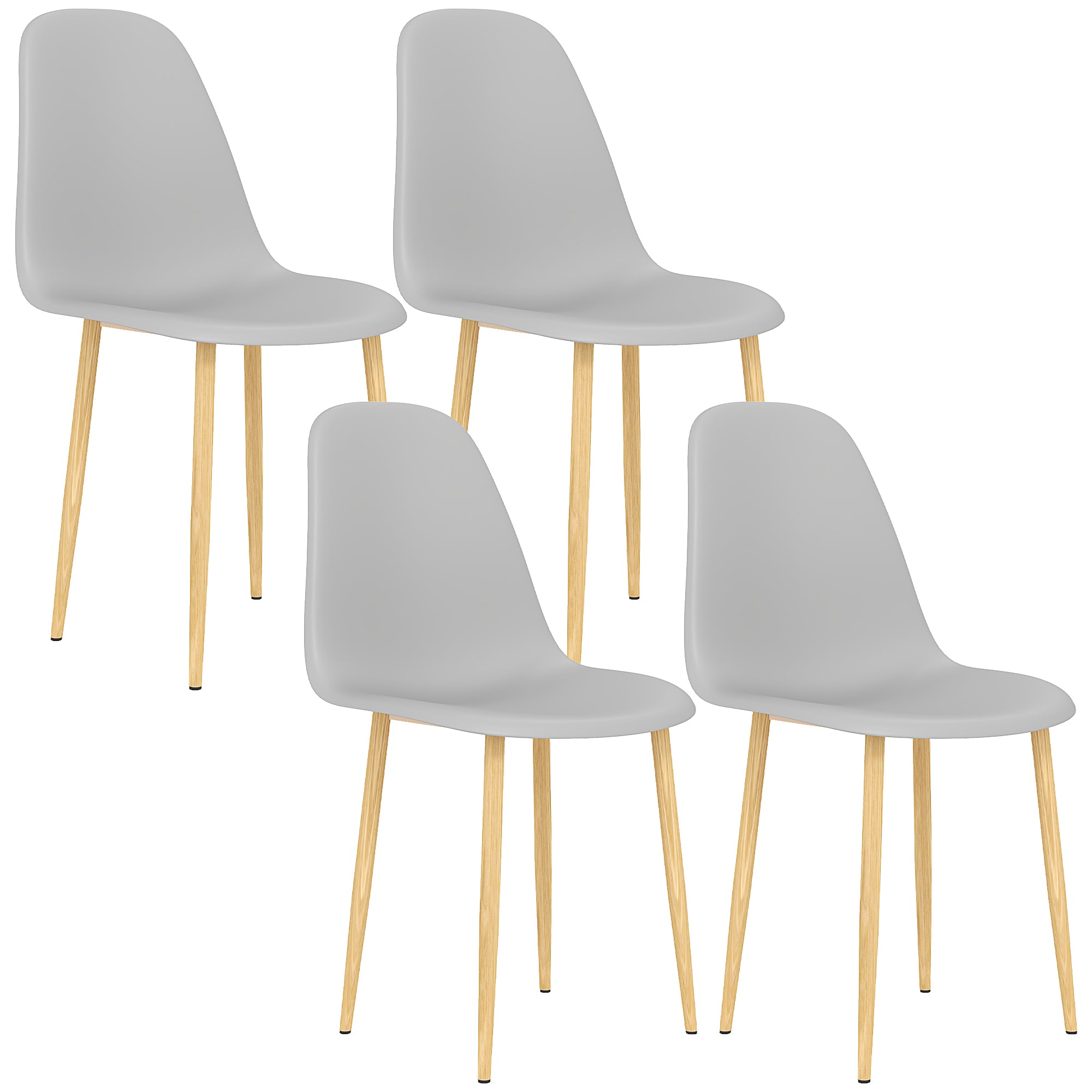 Modern Dining Chairs Set of 4, Kitchen Chairs with Backrest and Steel Legs for Dining Room, Living Room, Grey