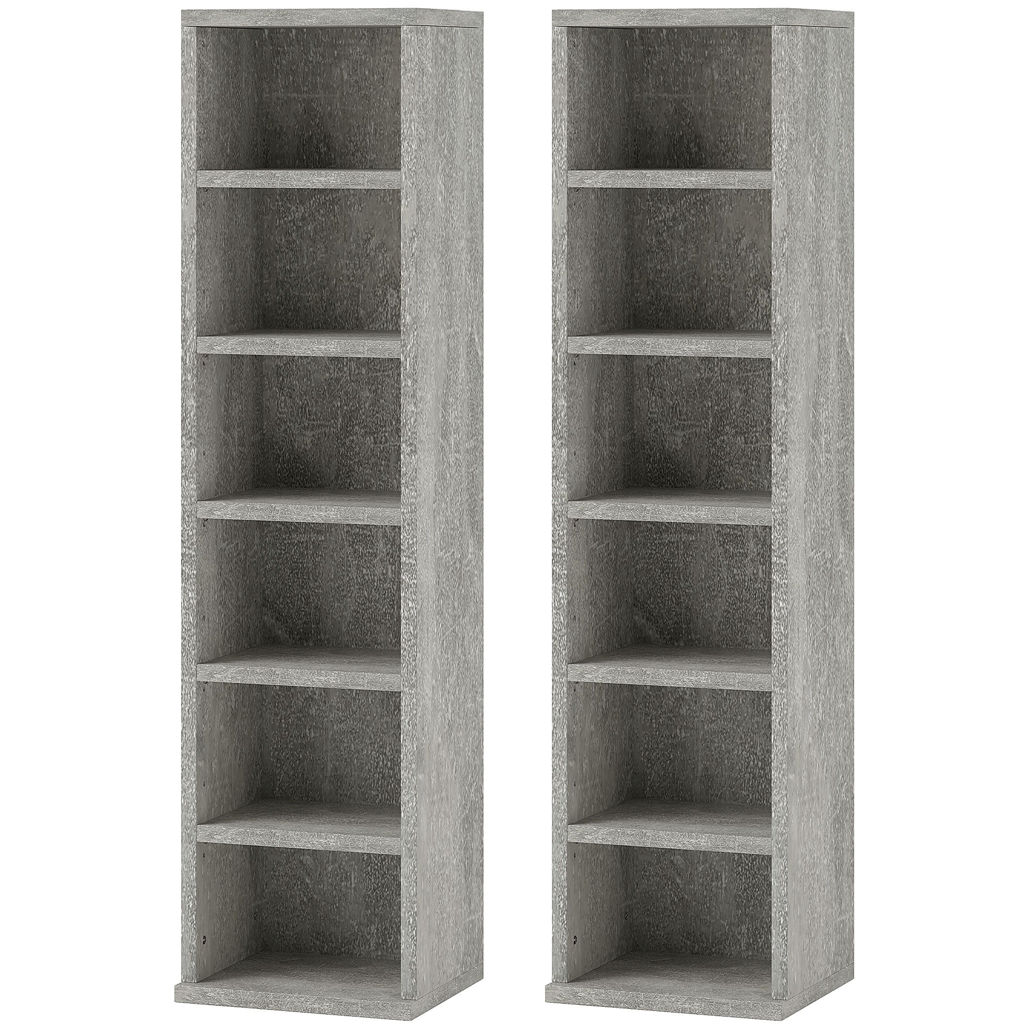 Set of Two 102-CD Storage Units with Adjustable Shelves - Cement Grey