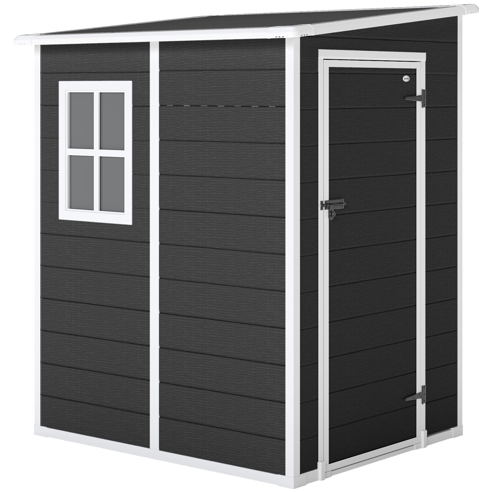 4'x5' Garden Storage Shed, Lean to Shed, Lockable Garden Shed with Window, Vent and Plastic Roof, Black