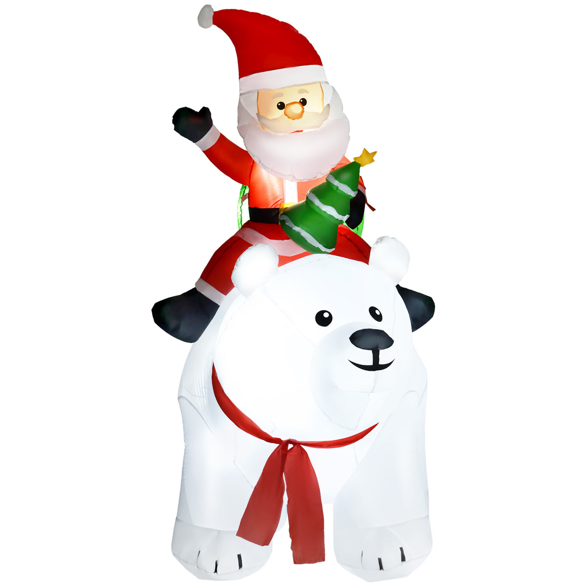 6.6ft Inflatable Santa Riding Polar Bear Christmas Decoration - White