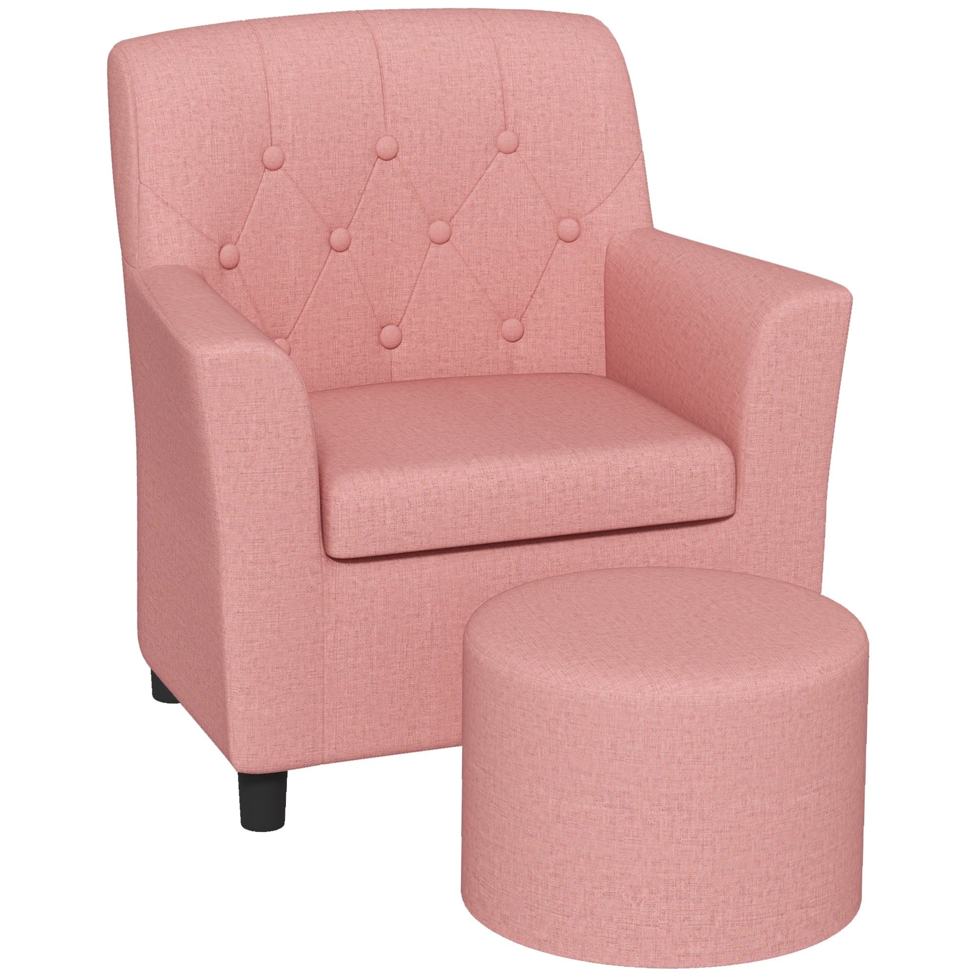 2 Piece Kids Sofa Set with Footrest - Pink Diamond Pattern