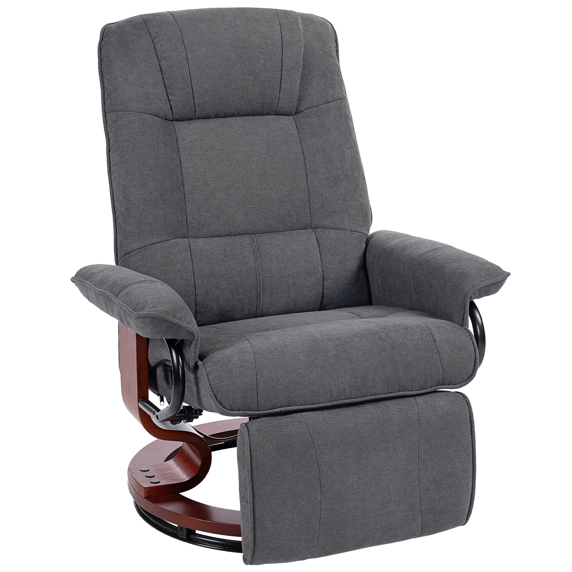 Reclining Swivel Chair, with Footrest - Grey