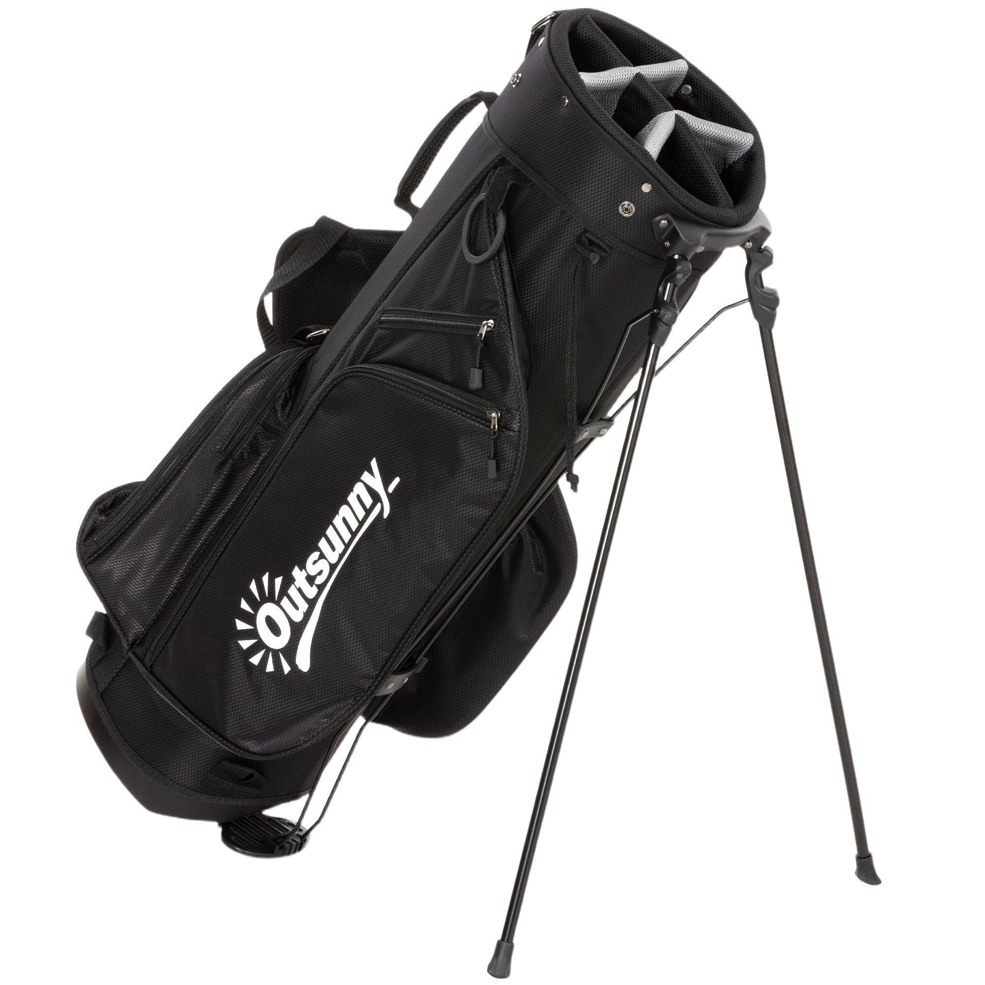 Golf Stand Bag 6 Way Full-Length Dividers, Waterproof Golf Bag with 5 Pockets, Grey