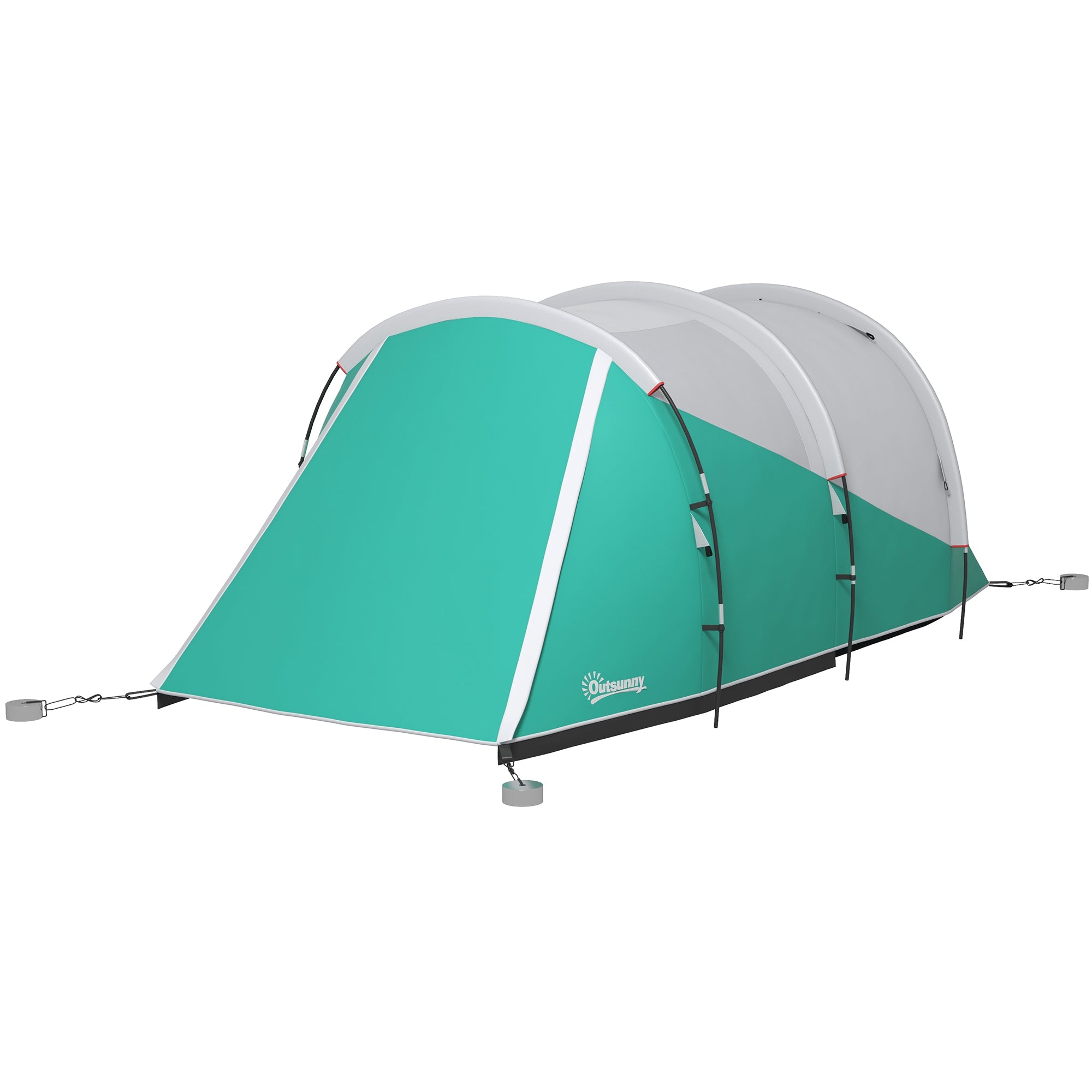 Spacious Three-Person Tunnel Tent with Water-Resistant Design - Green