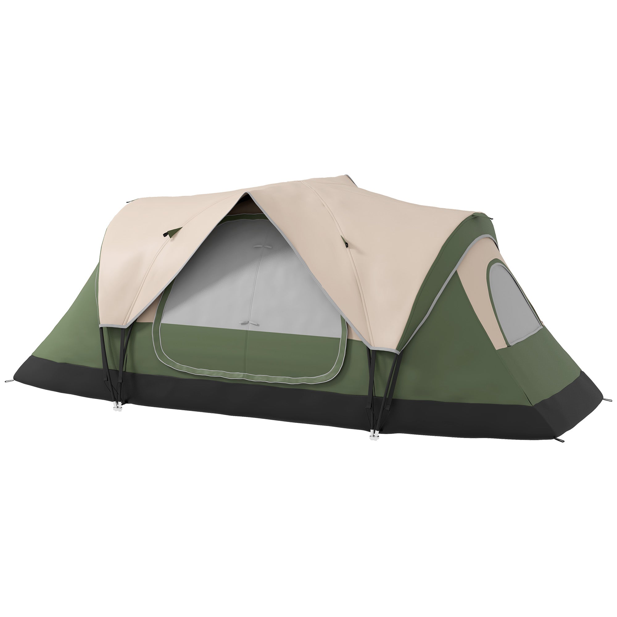 Spacious Waterproof Camping Tent for 6-8 People - Dark Green