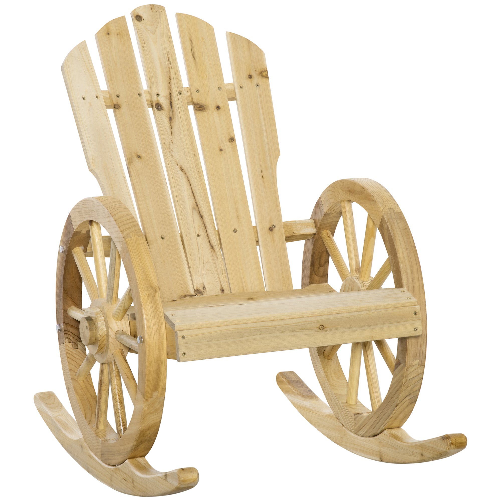 Wooden Adirondack Reclining Rocking Chair Outdoor - Natural