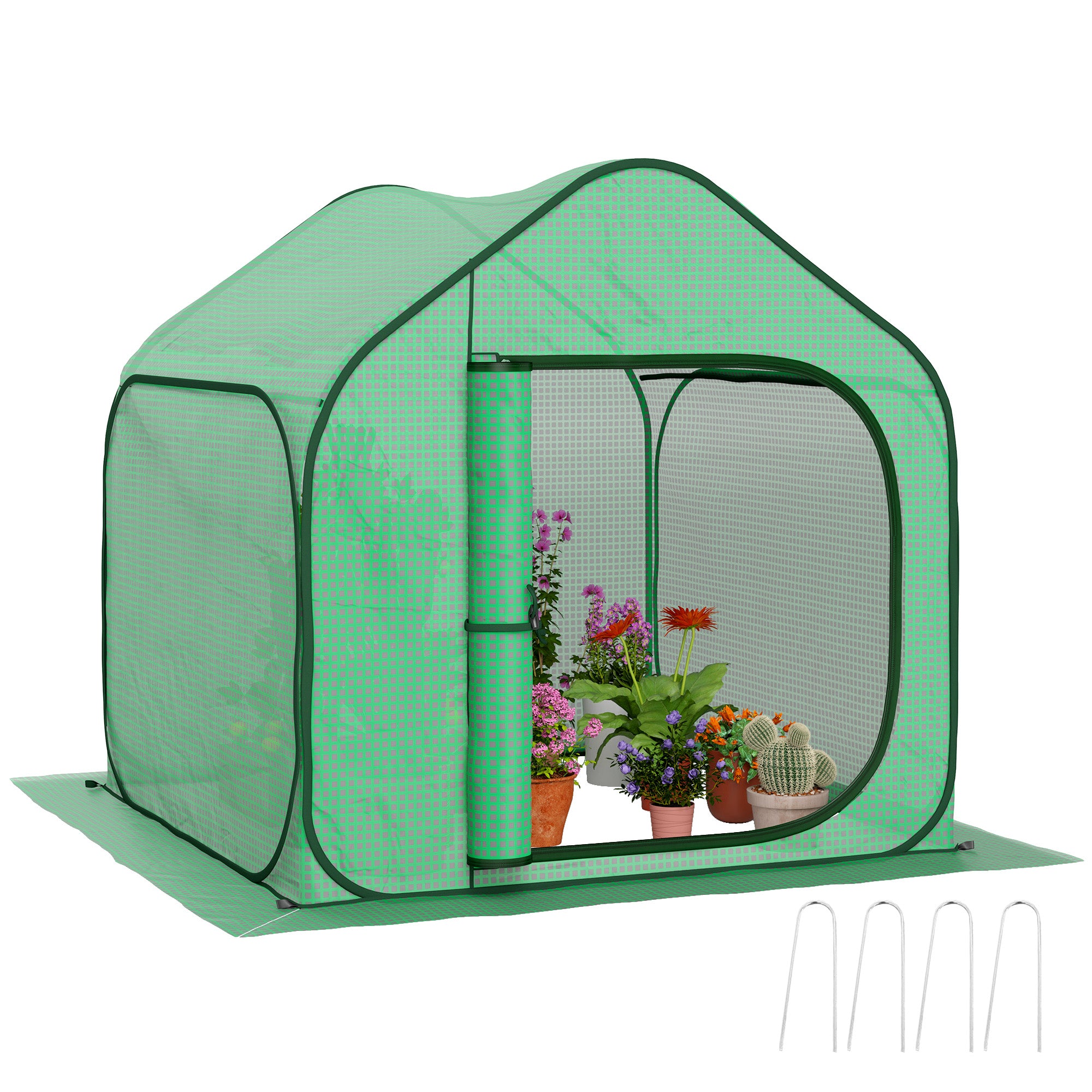 150 x 148cm Pop-Up Greenhouse with 140g/m² Plastic Cover - Green