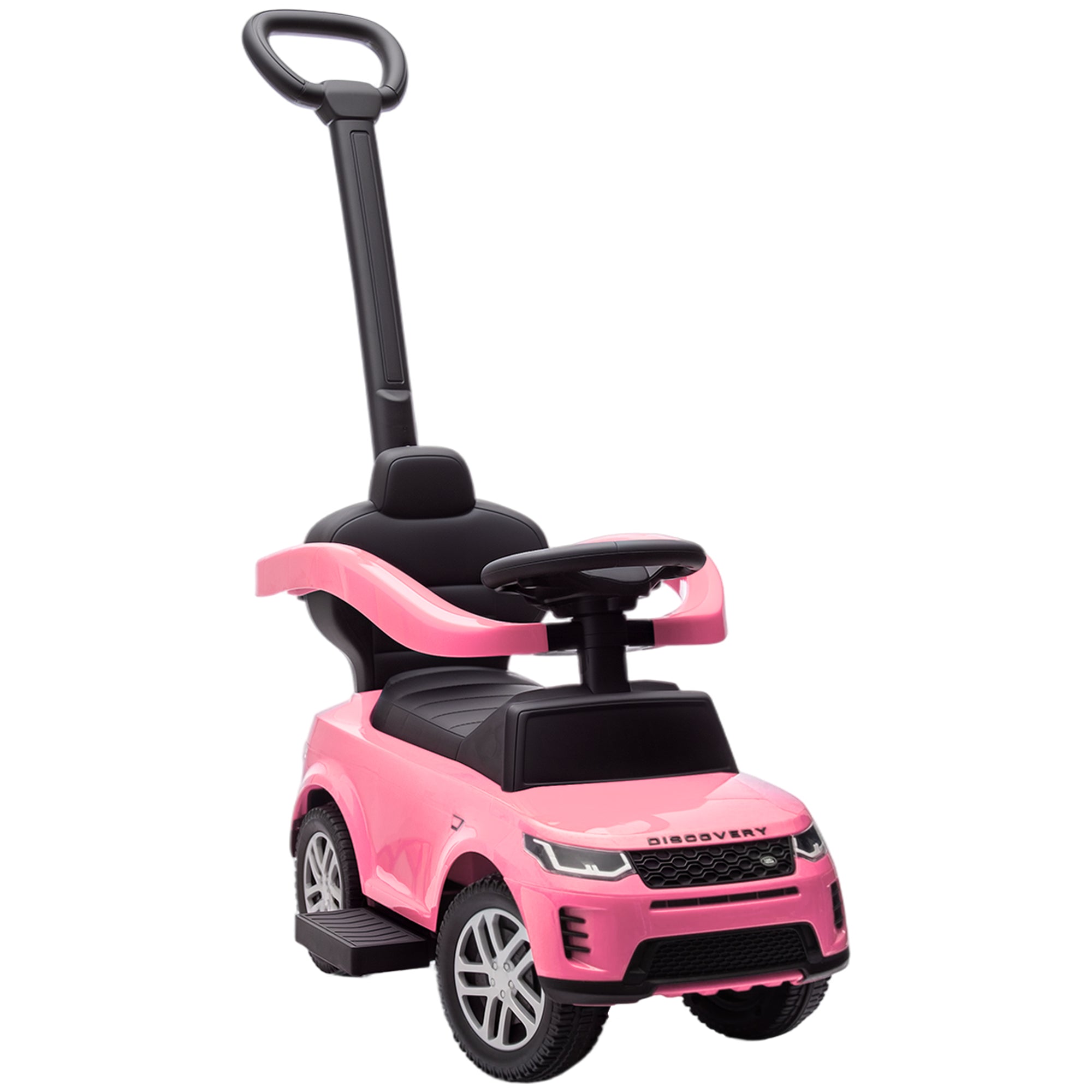 Land Rover Discovery Licensed Baby Push Car, 2-in-1 Ride on Car with Push Handle and Safety Guardrail, Pink