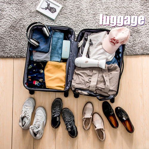 24" 4-Wheel ABS Hard Shell Travel Trolley Suitcase with Adjustable Handle, Luggage with Secure Lock, 45L × 28W × 69H cm, Golden