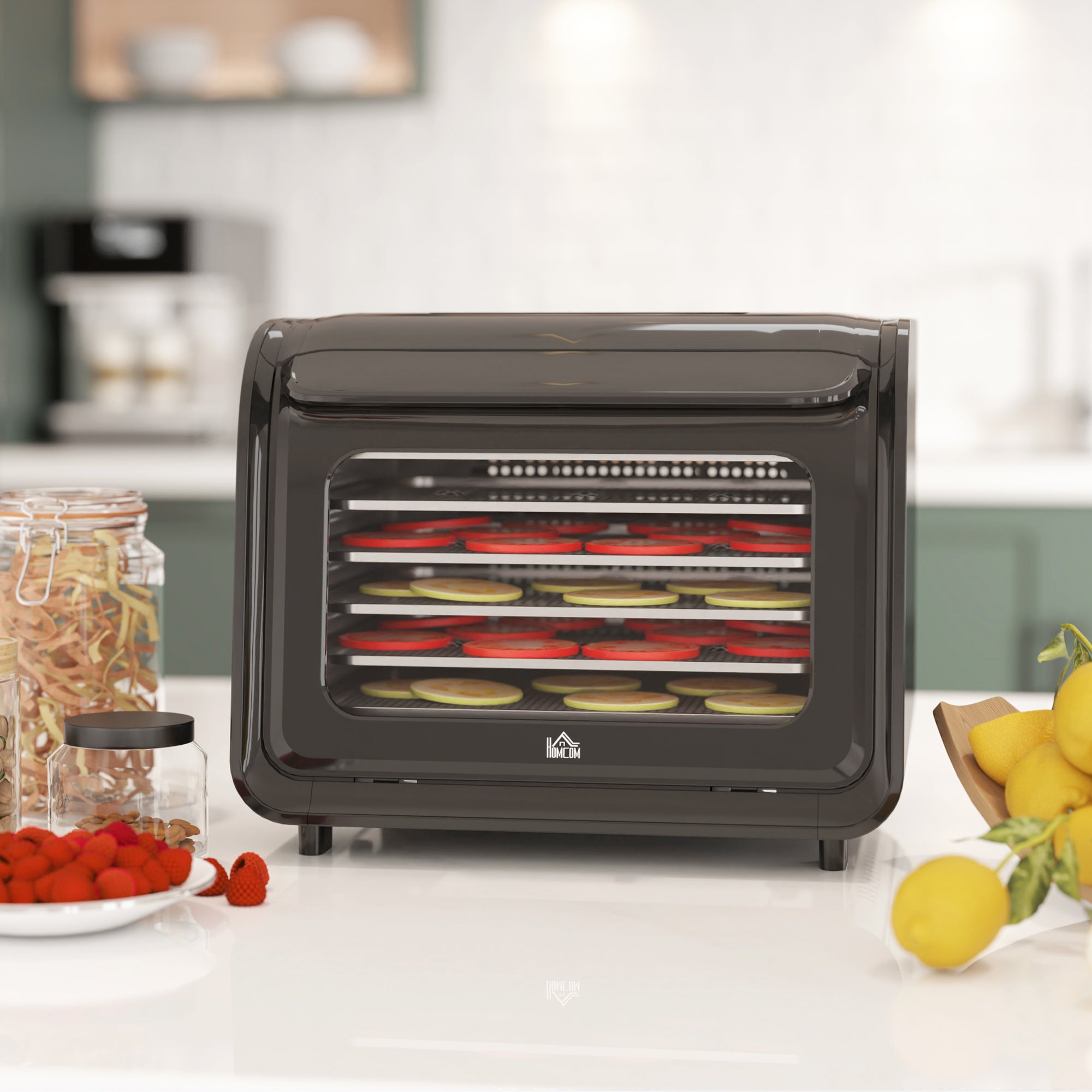 Six-Tray Food Dehydrator 35-70°C with Timer Control - Black