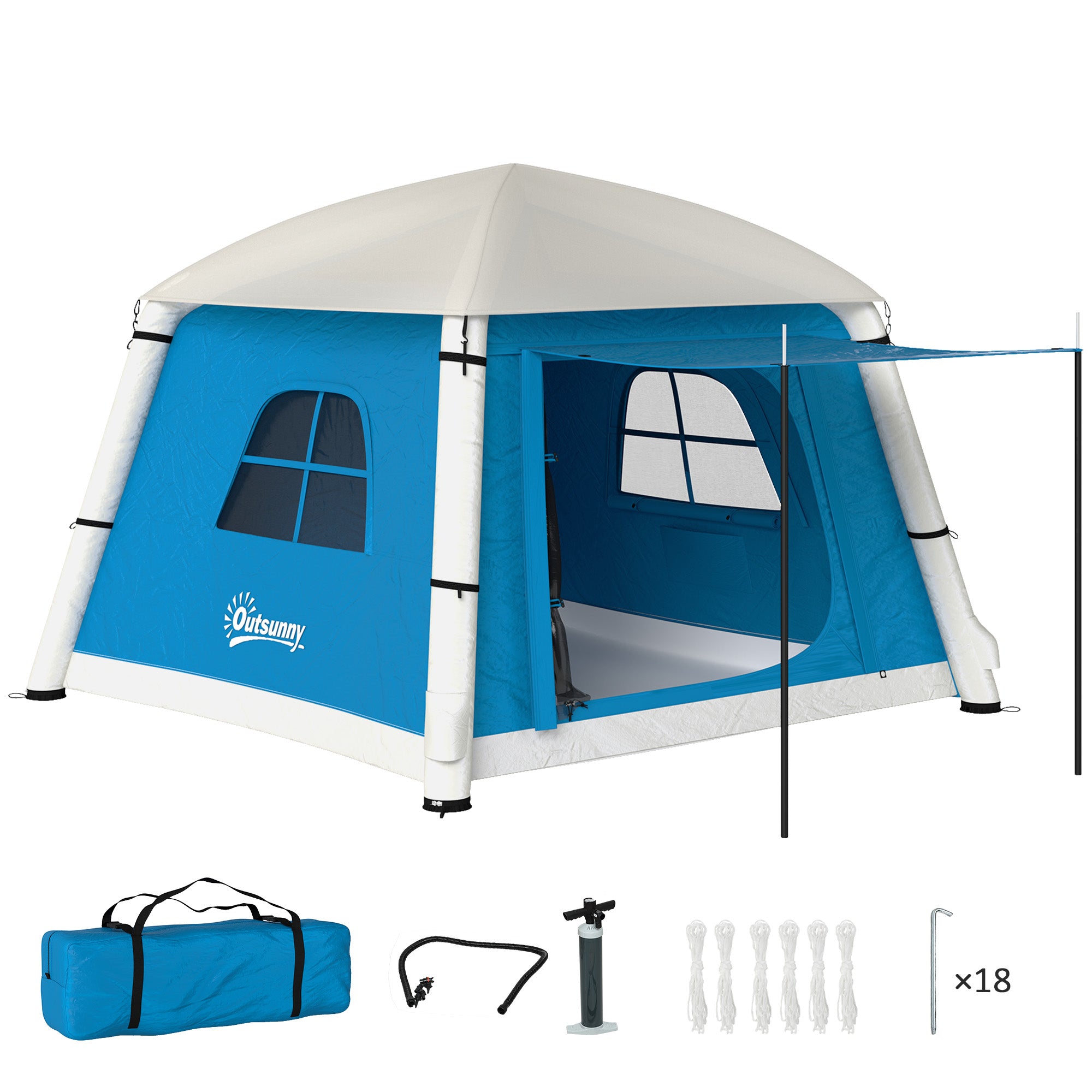 Inflatable Camping Tent for Two with Easy Setup - Light Blue