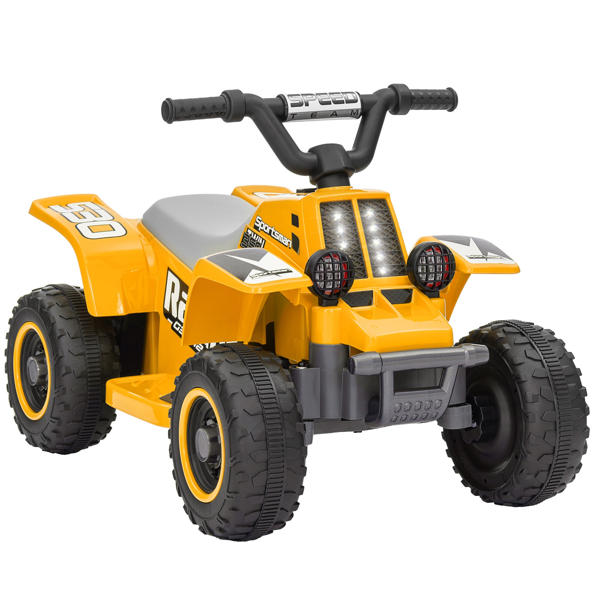 6V Electric Quad Bike for Kids, Ride On ATV w/ Forward Backward, Headlights, for 18-36 Months - Yellow