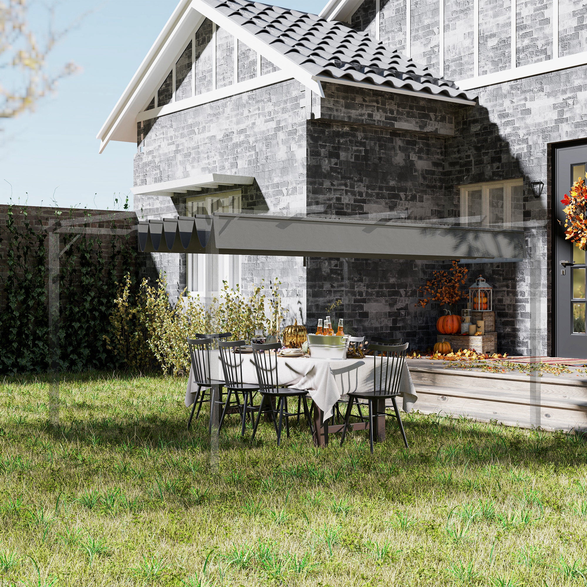 Retractable Pergola Shade Cover Replacement Canopy for 4 x 3 m Pergola - Light Grey