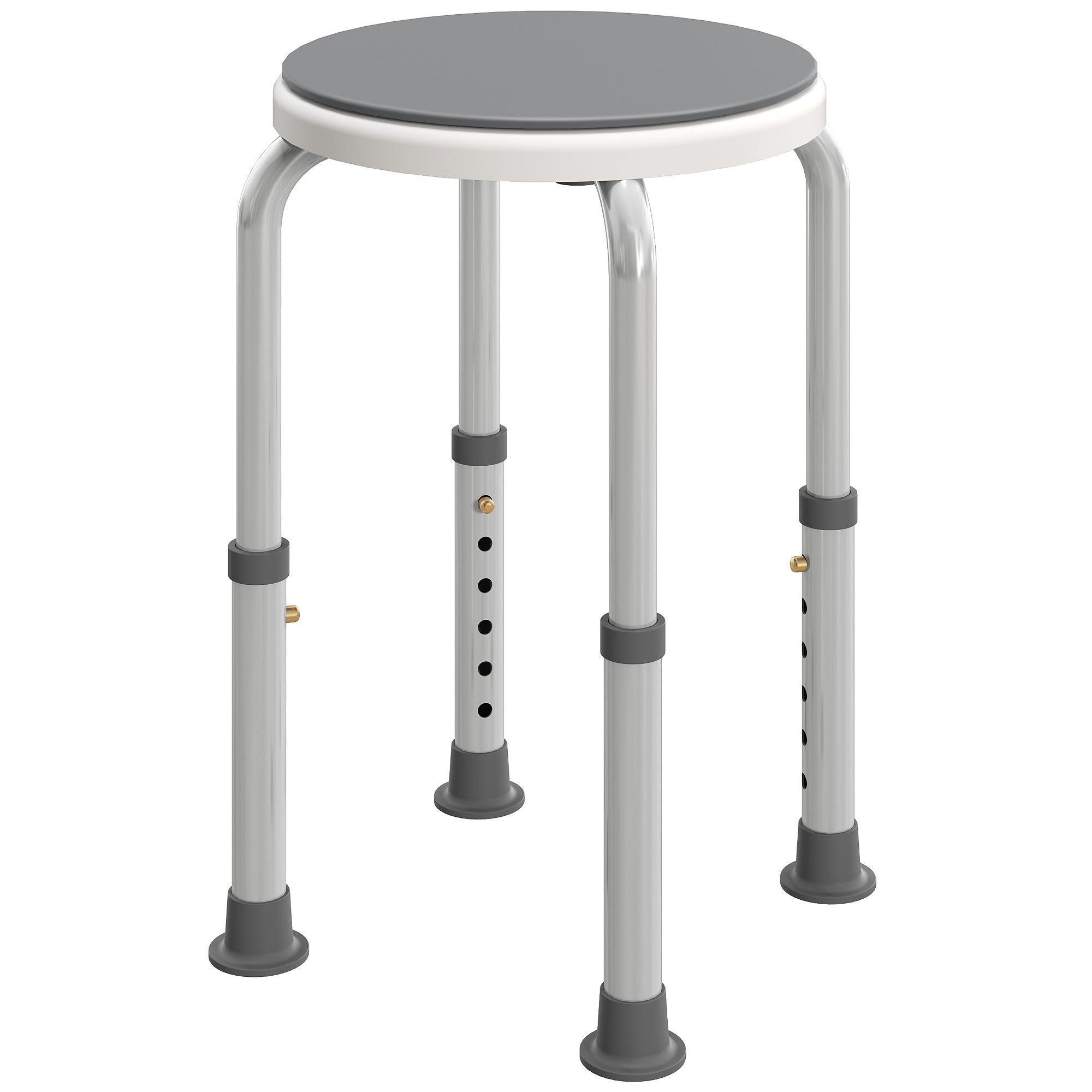 360° Swivel Shower Chair, Height Adjustable Aluminium Shower Stool with Non-Slip Feet for Disabled, Elderly, Grey