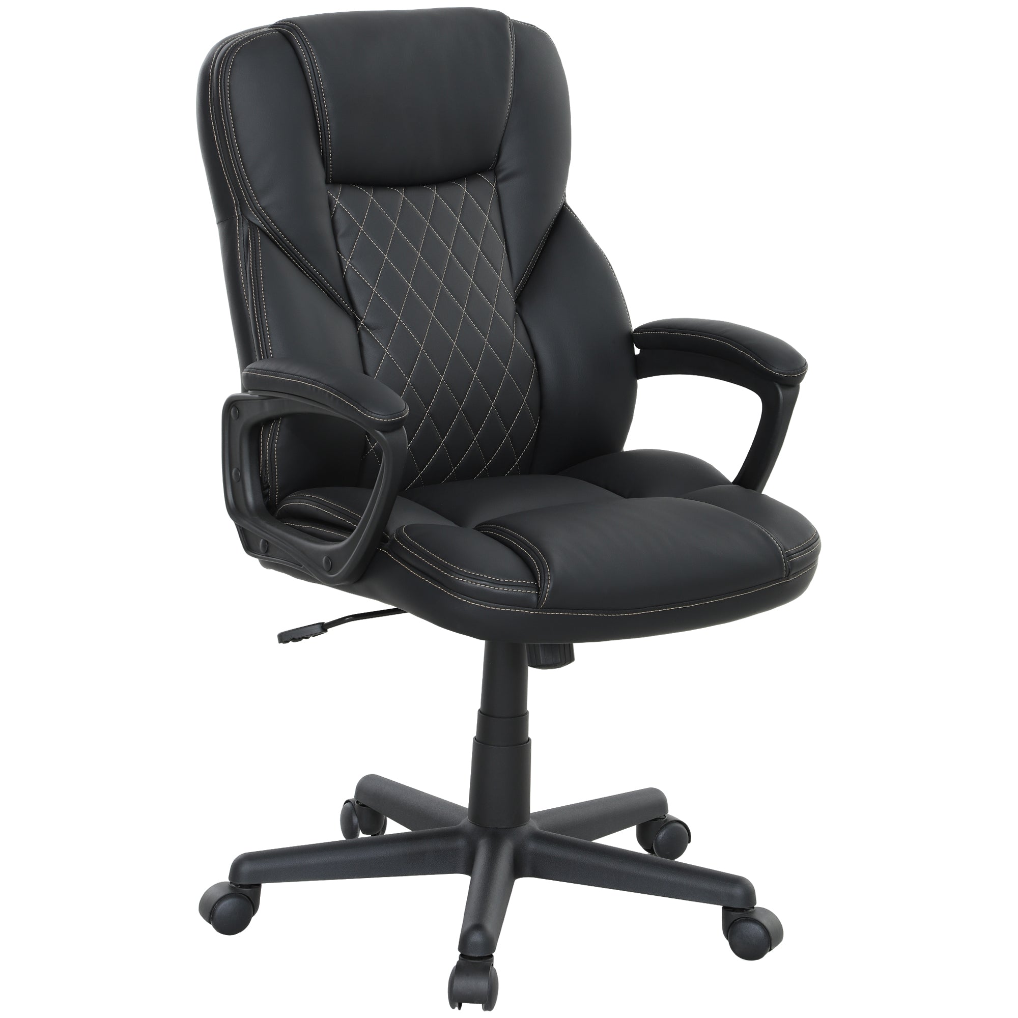 Executive Office Chair, High Back Desk Chair, PU Leather Swivel Computer Chair with Tilt Function, Adjustable Height and Armrests for Home Office, Black