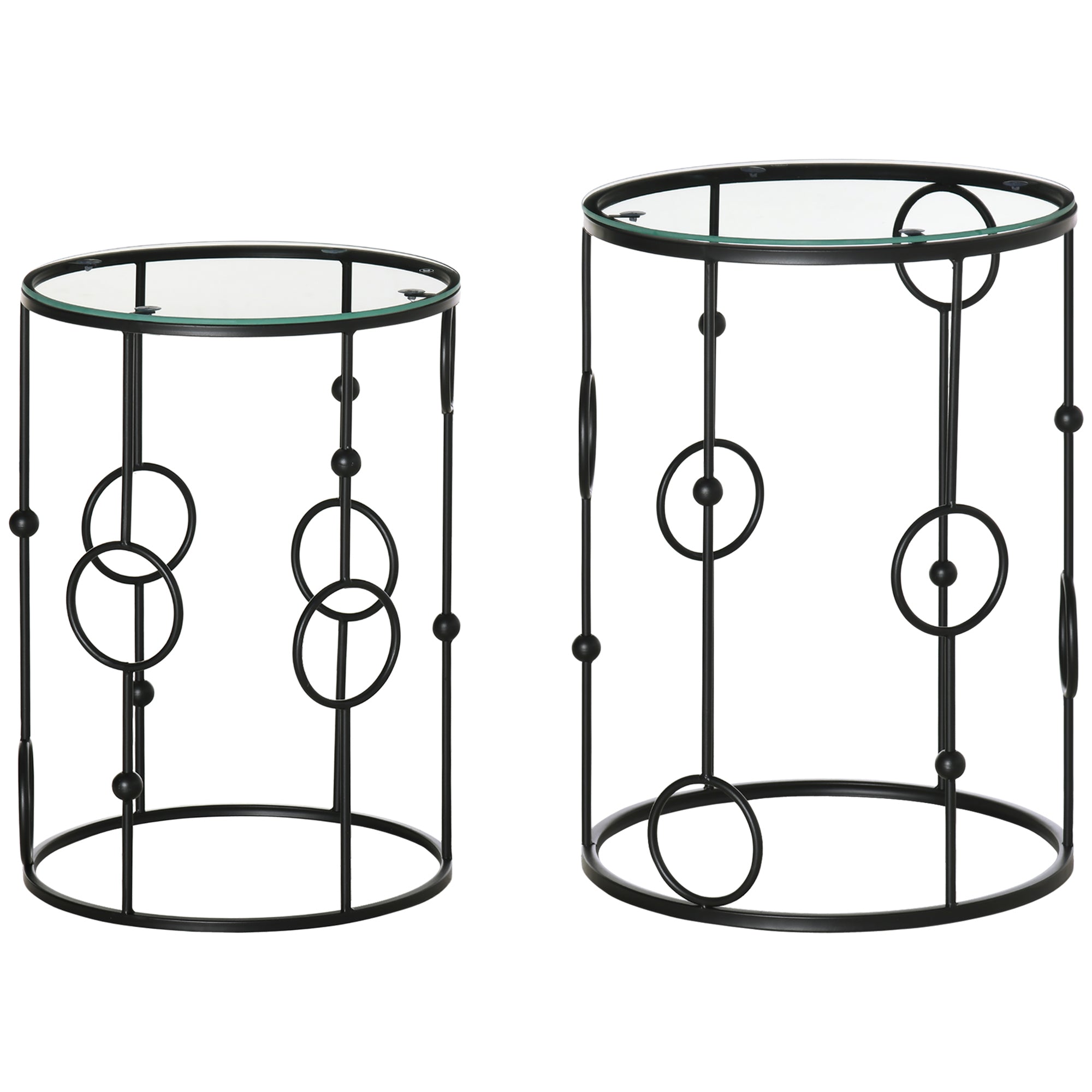 Nesting Round Coffee Table Set of 2 - Black