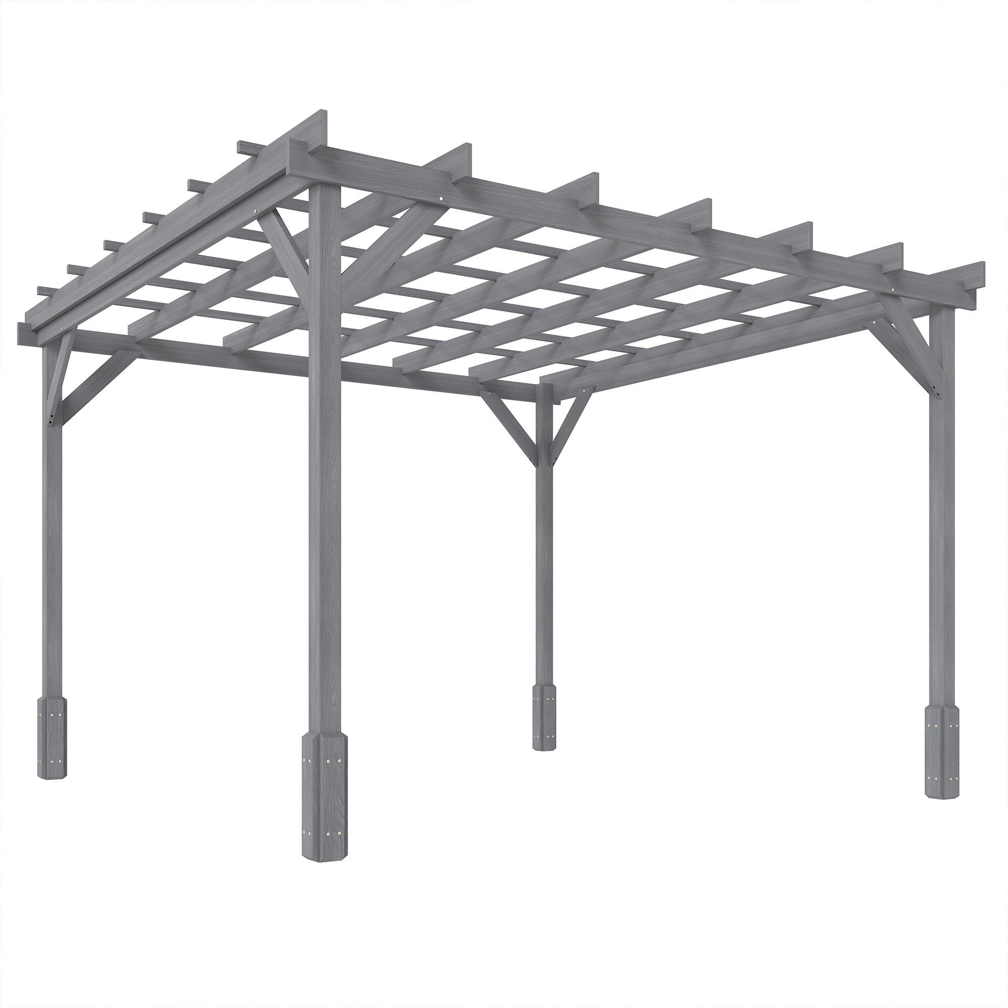 3 x 3 m Wooden Pergola Kit, Decorative Garden Gazebo Shelter with Stable Structure for Climbing Vines, Grey