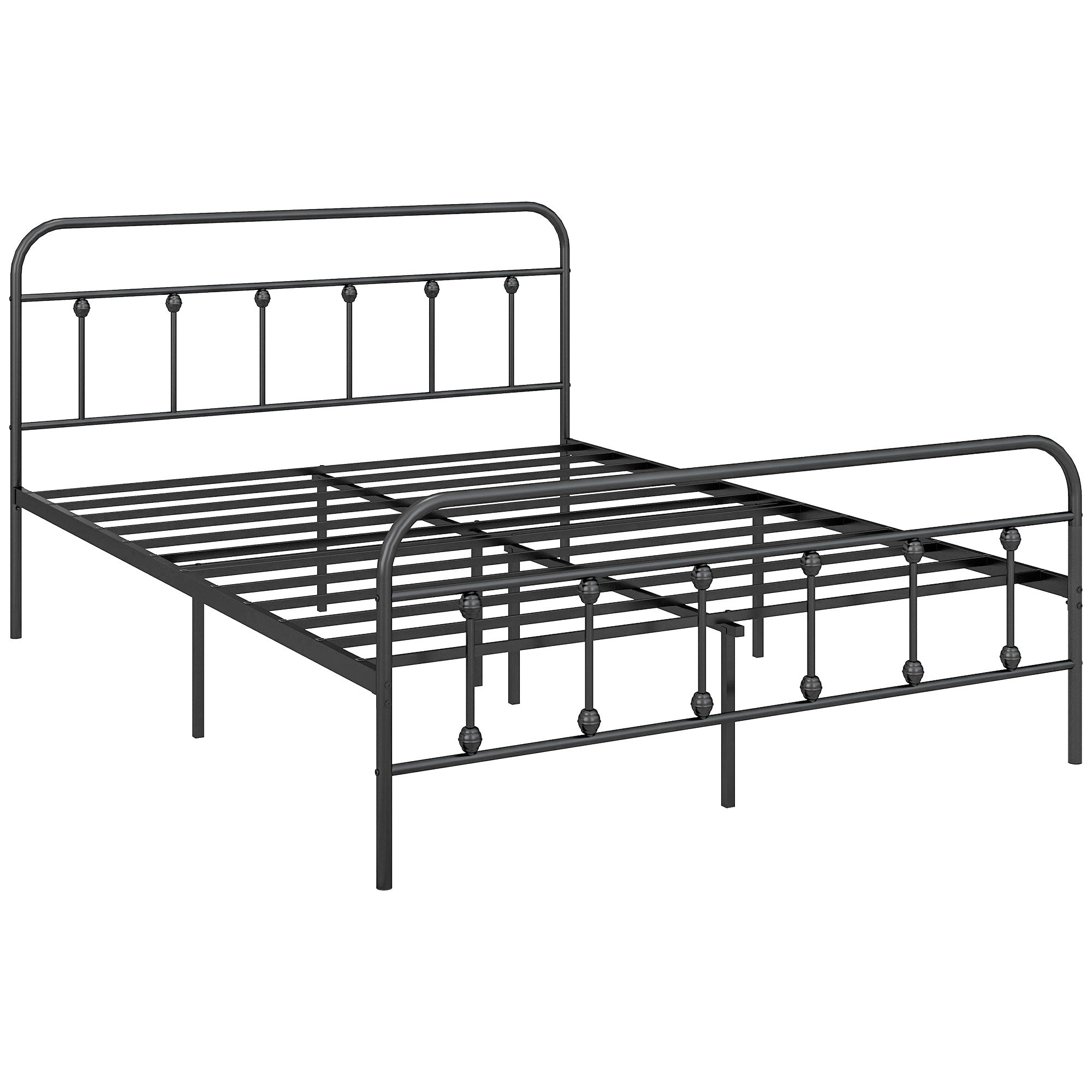 Double Minimalistic Metal Bed Frame for Spacious Comfort - Black