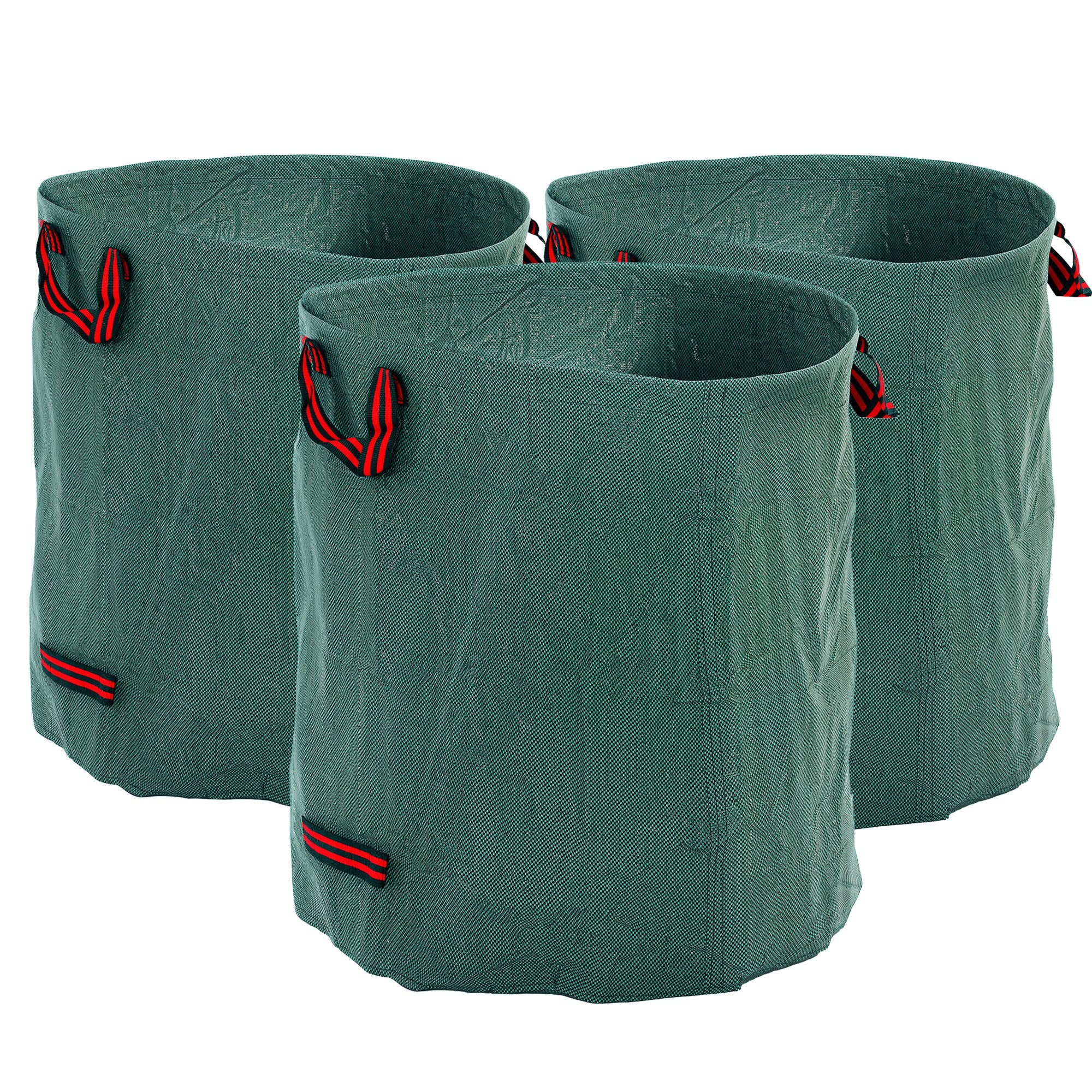 Set of 3 Heavy Duty Garden Waste Bags 272L - Green Foldable Reusable