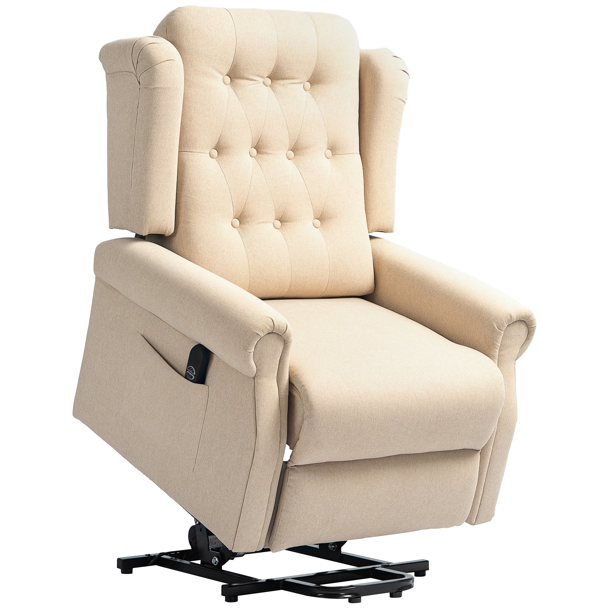 Electric Riser Recliner Chair with USB Ports – Beige Linen Look