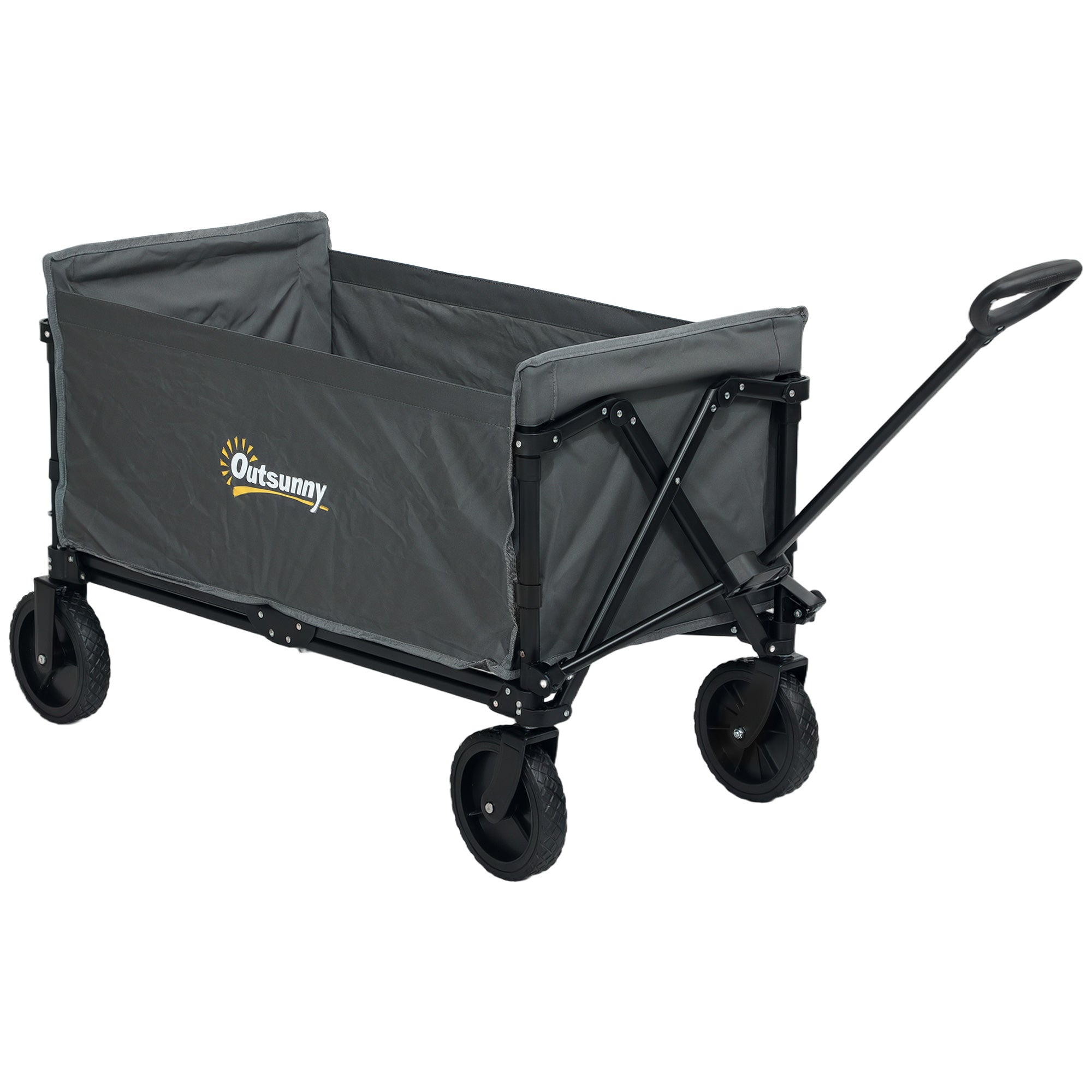 120L Folding Camping Trolley Cart with Adjustable Handle Grey