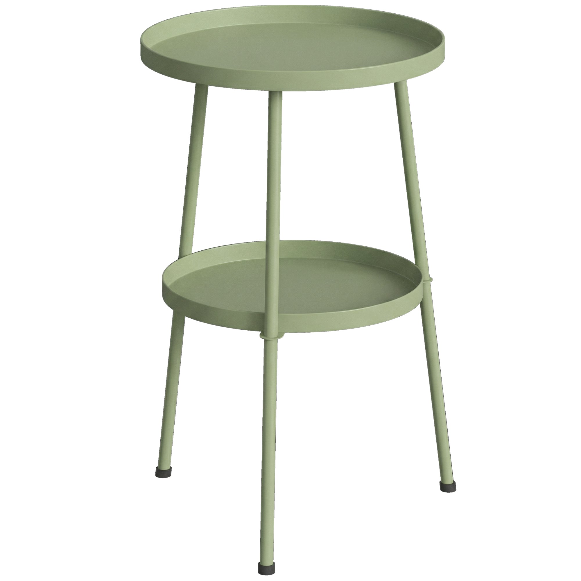 Patio Side Table, 2-Tier Round Coffee End Table for Garden Balcony Living Room Bedroom, Light Green