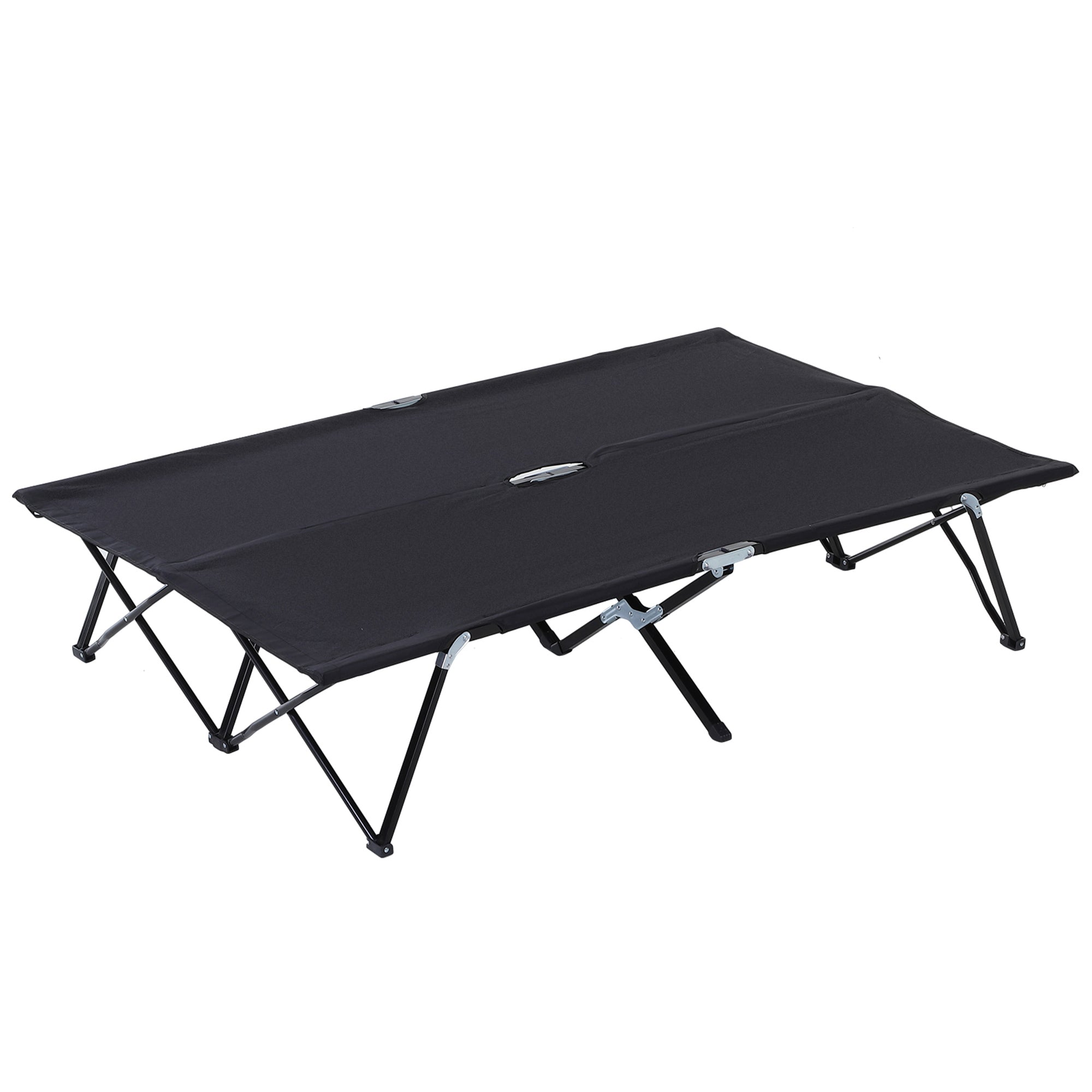 Lightweight Double Camping Cot Bed for Ultimate Comfort - Black