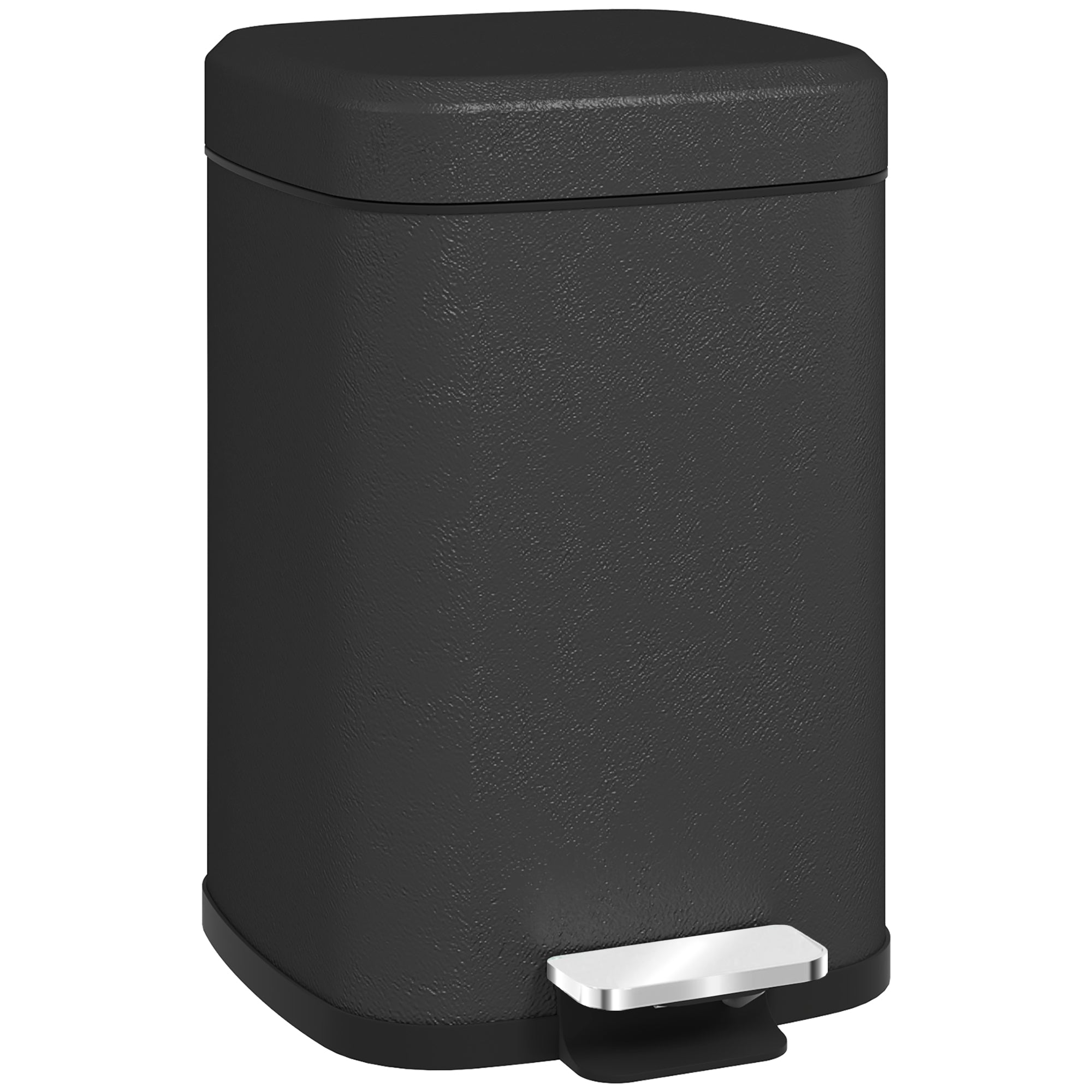 12L Modern Boxy Metal Kitchen Bin with Soft-Close Lid - Black