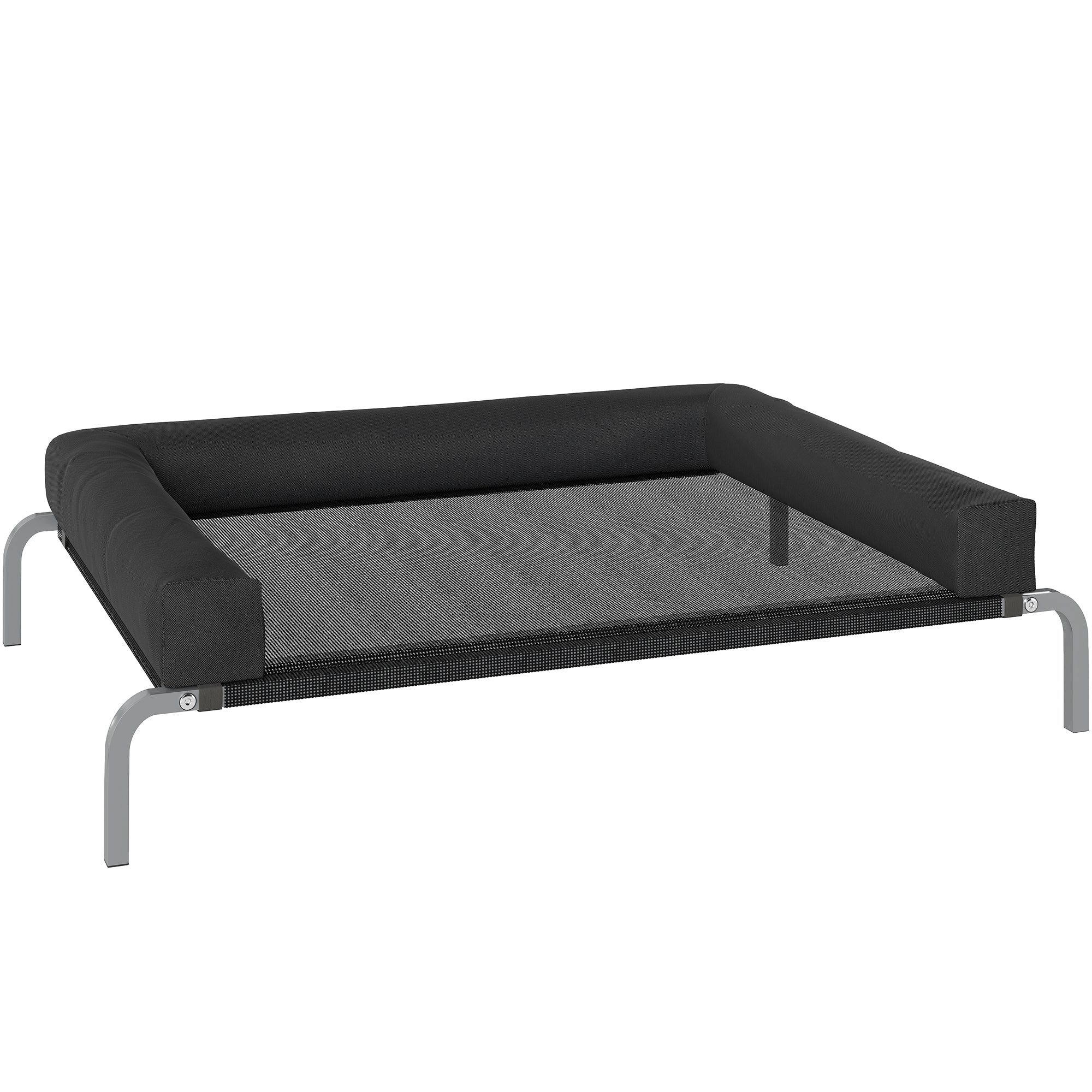 Elevated Dog Bed with Removable Bolsters, Raised Dog Bed for Medium Breeds, Portable Indoor & Outdoor Pet Cots, Black