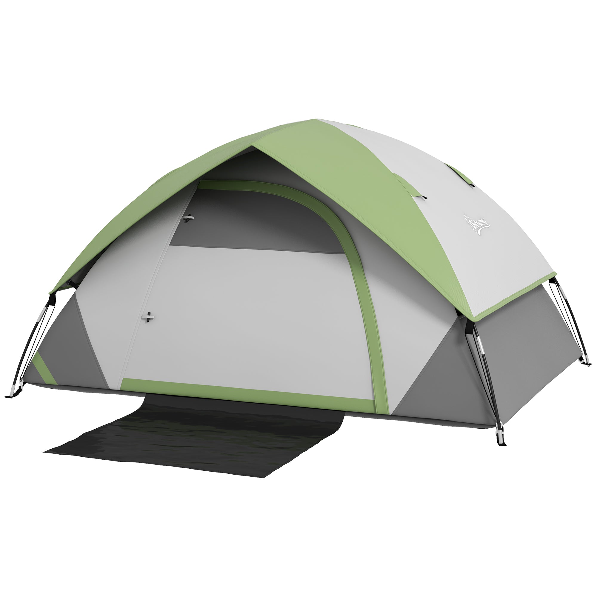 Two Man Lightweight Dome Tent with Rain Protection - Green/Grey