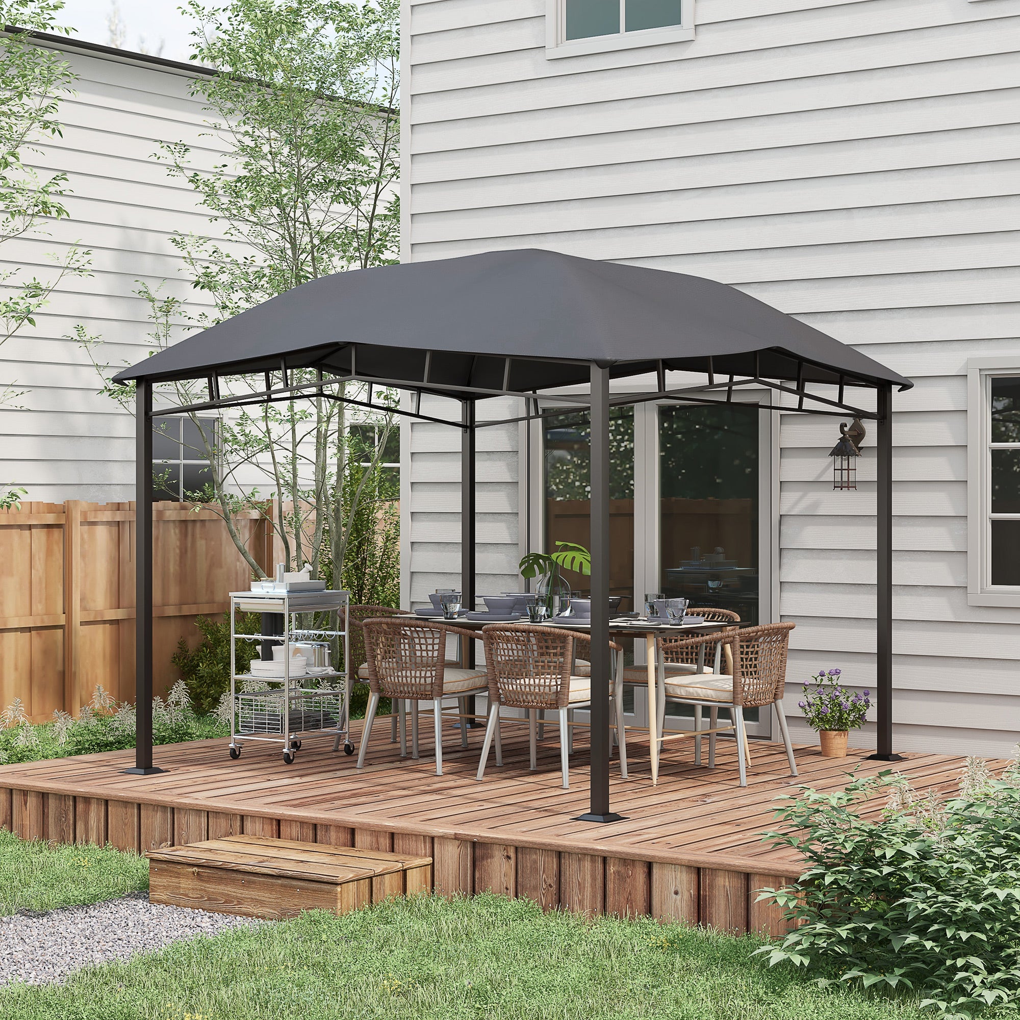 3x3 Metre Outdoor Gazebo Canopy Tent with Steel Frame - Grey