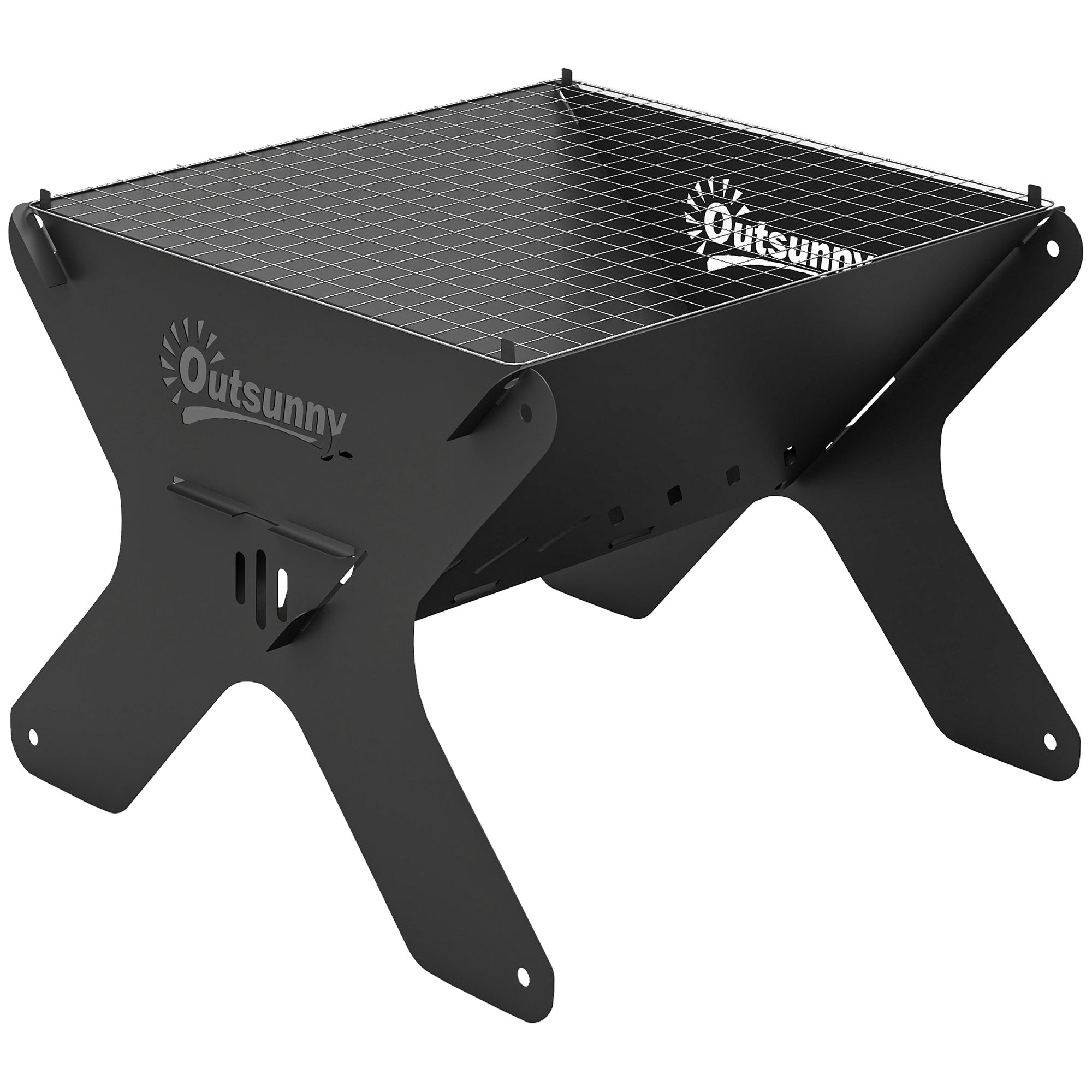 2-In-1 Portable BBQ Grill and Camping Fire Pit, Tabletop Charcoal Barbecue Grill with Gripper, Gloves and Carry Bag