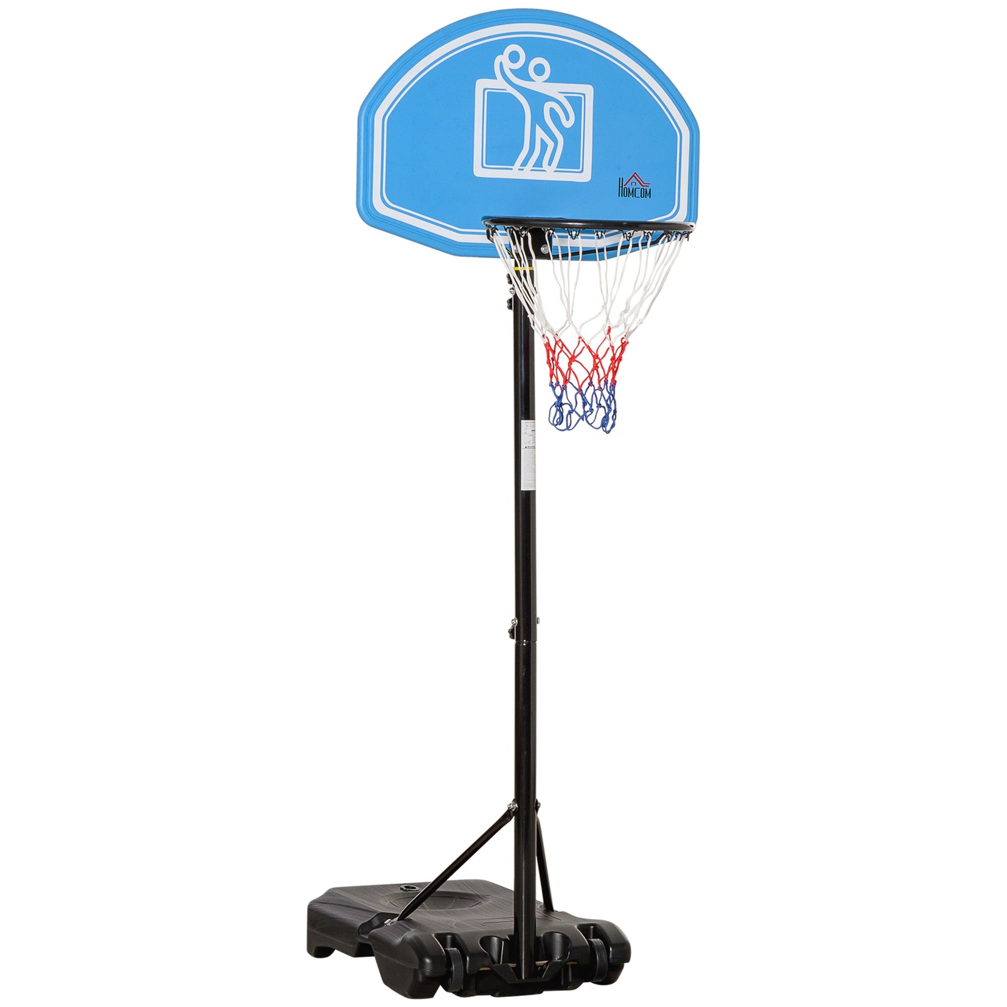 Adjustable Basketball Hoop and Stand, with Wheels and Weight Base Blue