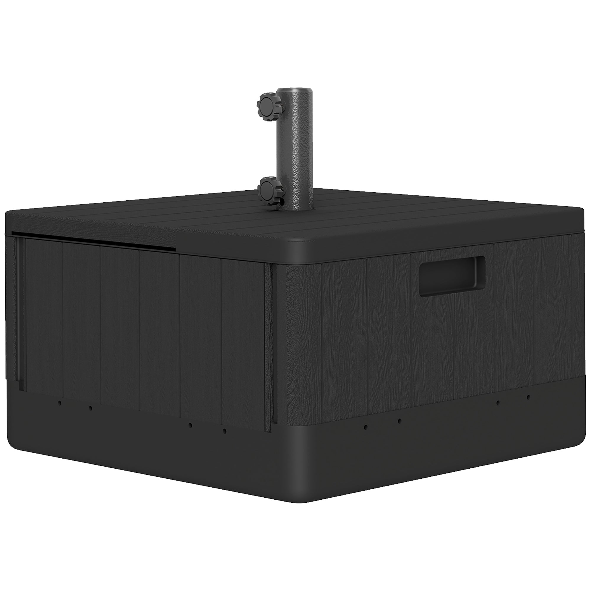 Garden Parasol Base for 38 & 48mm Poles with Wheels and Handles, 80kg Sand or 50kg Water Fill - Black