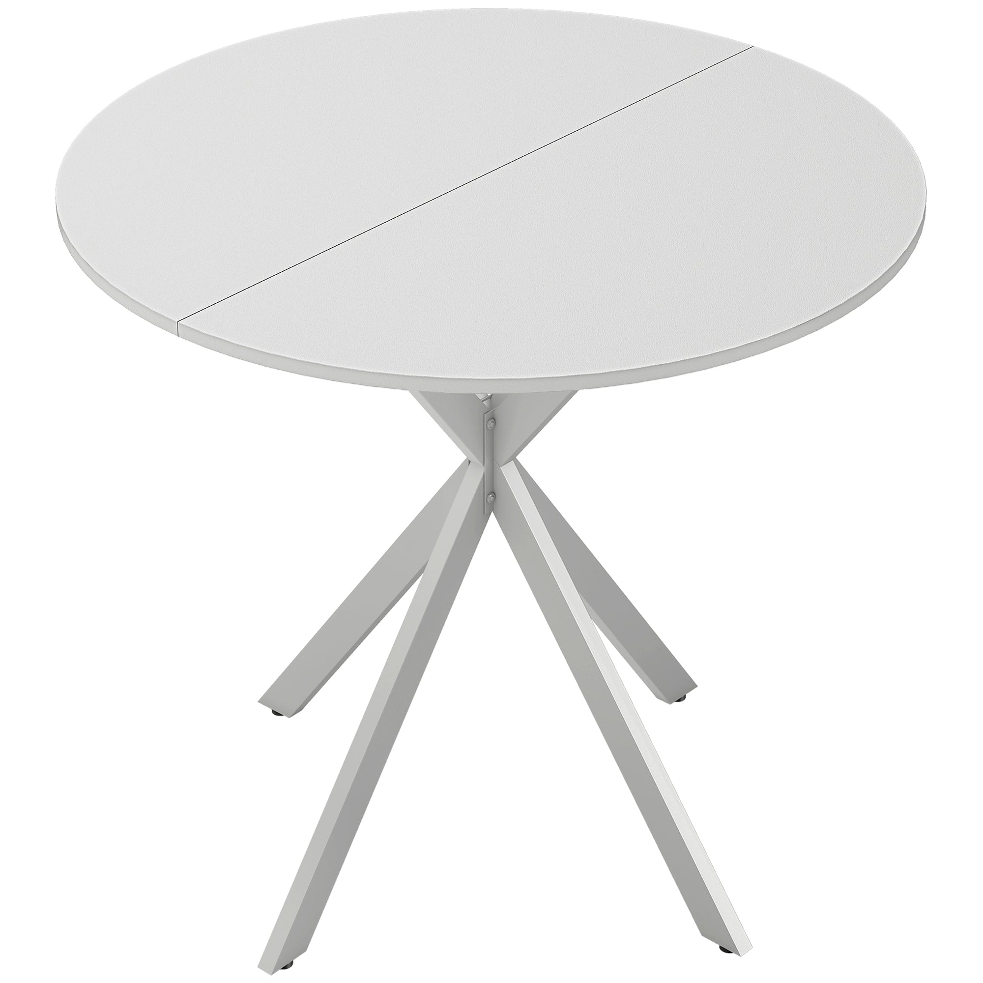 80cm Industrial Round Dining Table - White