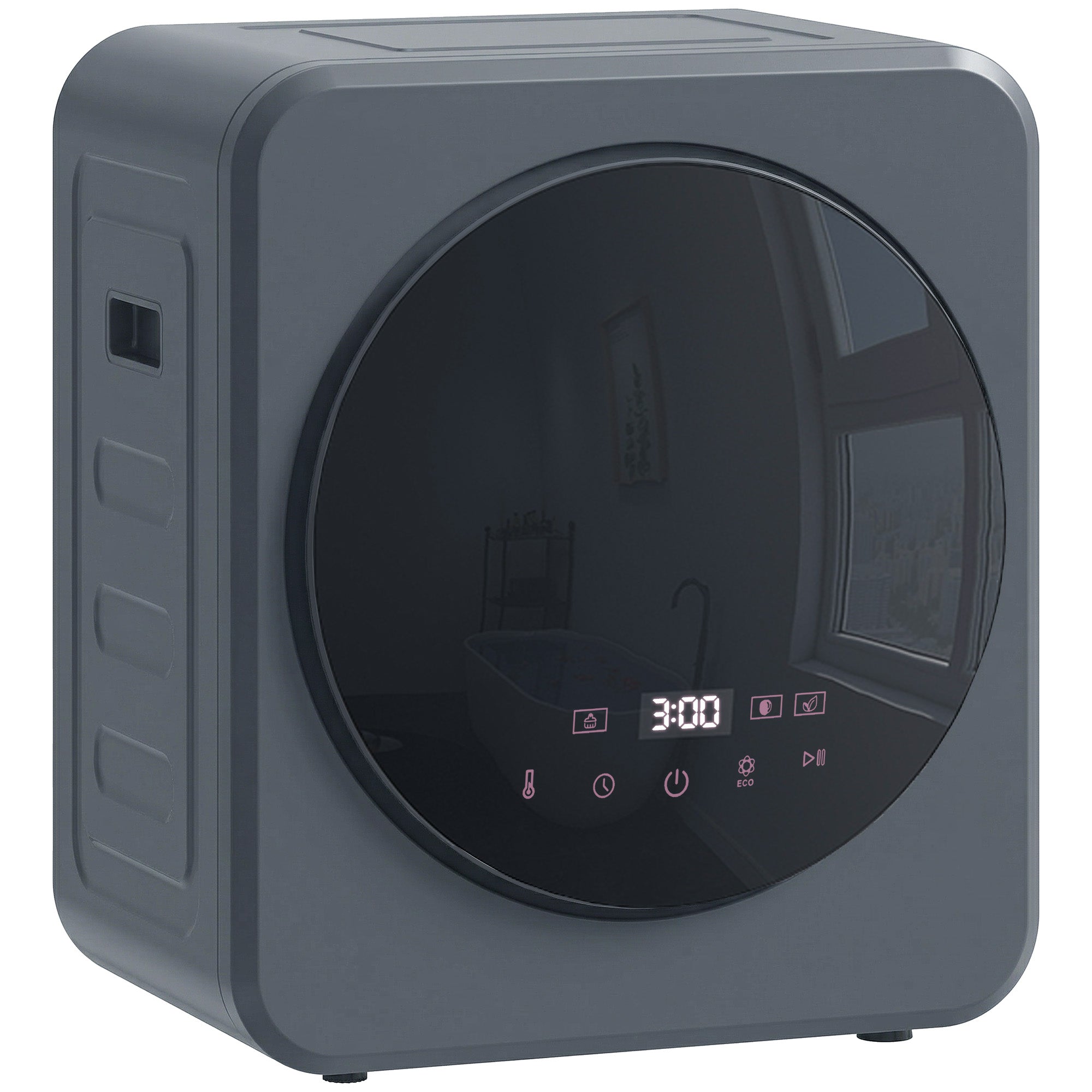Vented Tumble Dryer, 4kg Front Tumble Dryer with Stainless Steel Tub, 800W Compact Freestanding Grey