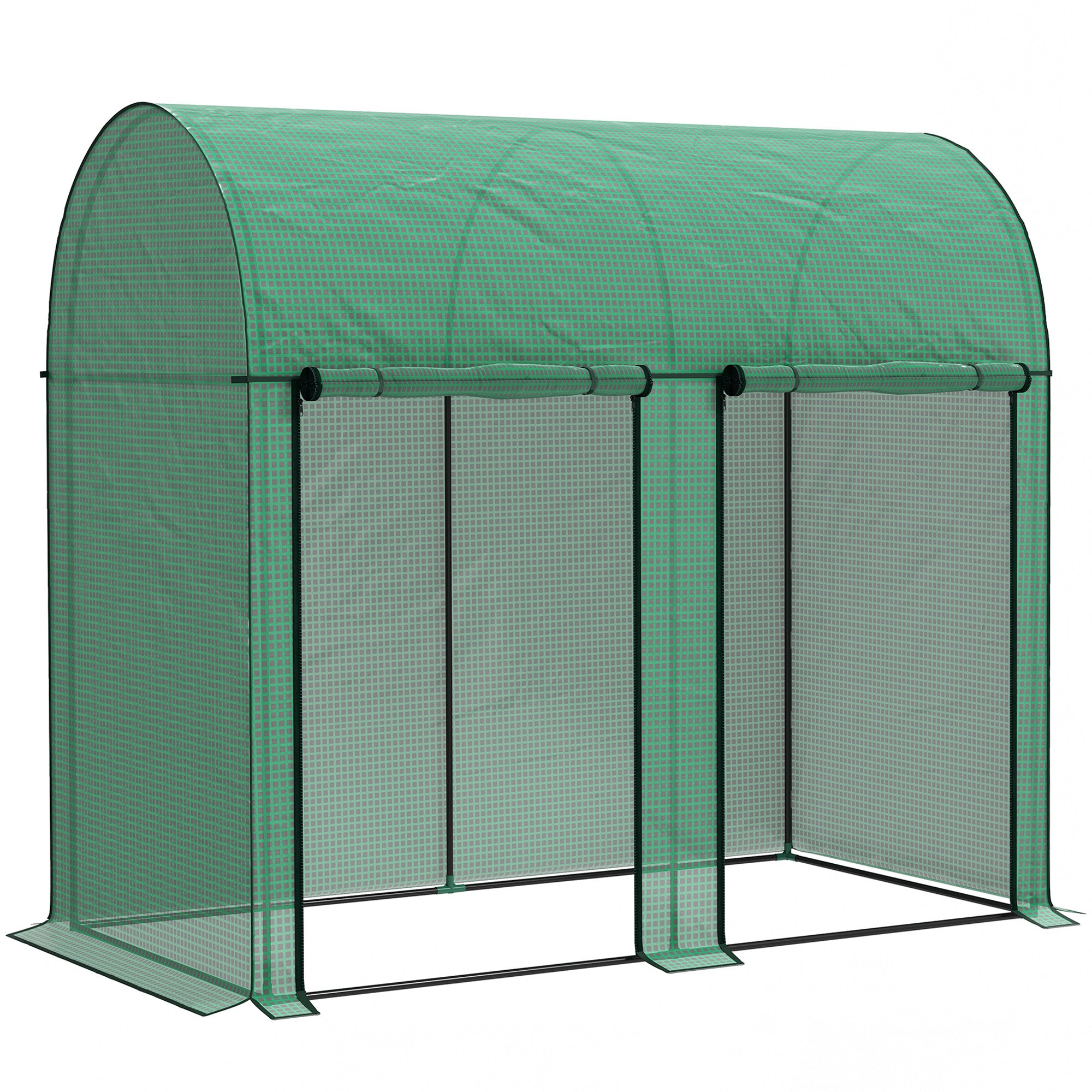 200 x 100cm Walk-In Greenhouse, with Zipped Doors - Green