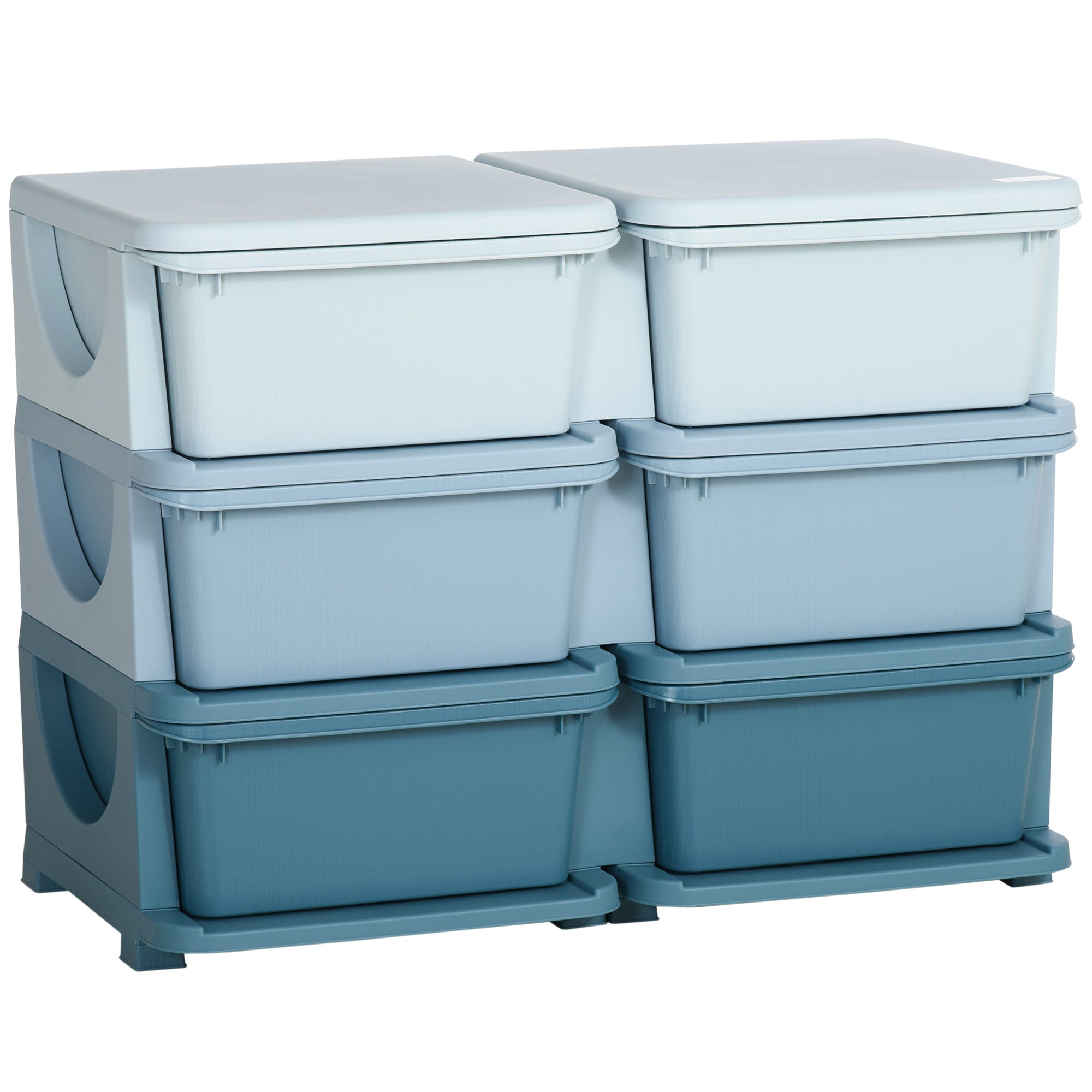 6 Drawer Kids Storage Unit with Durable PP Material - Blue