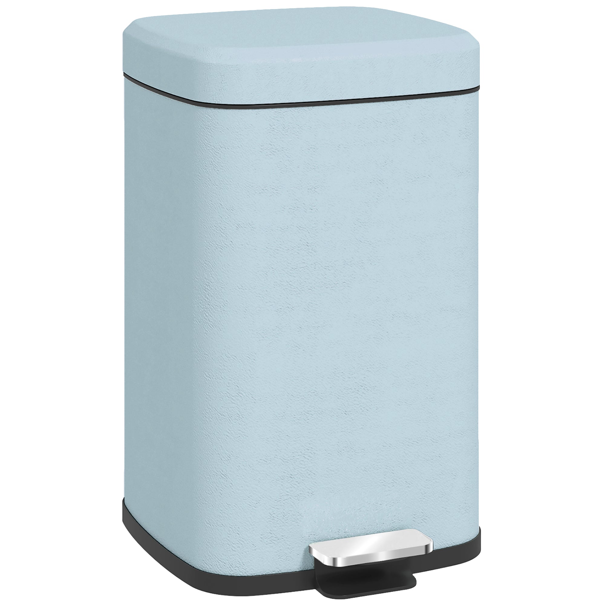 Modern 20L Boxy Metal Kitchen Bin with Pedal - Light Green